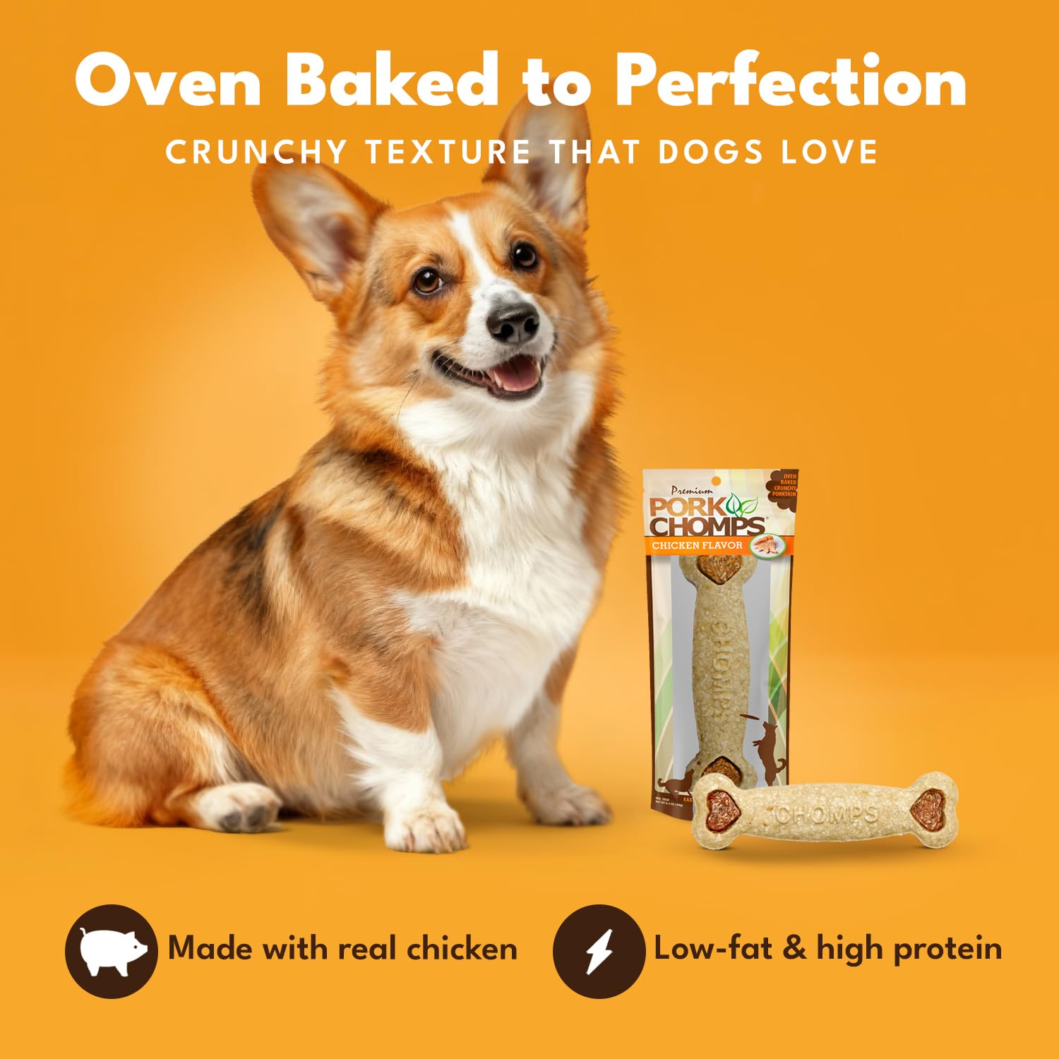 Pork Chomps Dog Chew, 7-inch Crunchy Bone, Chicken Flavor, 1 Count