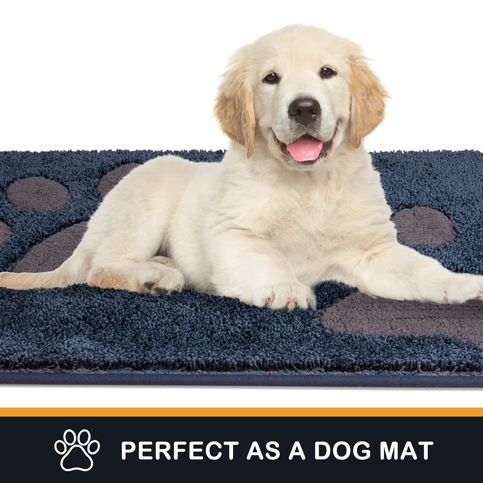Purrugs Dirt Trapper Door Mat 33.5'' X 59'', Non-Skid/Slip Machine Washable Microfiber Entryway Rug, Dog Doormat, Super Absorben