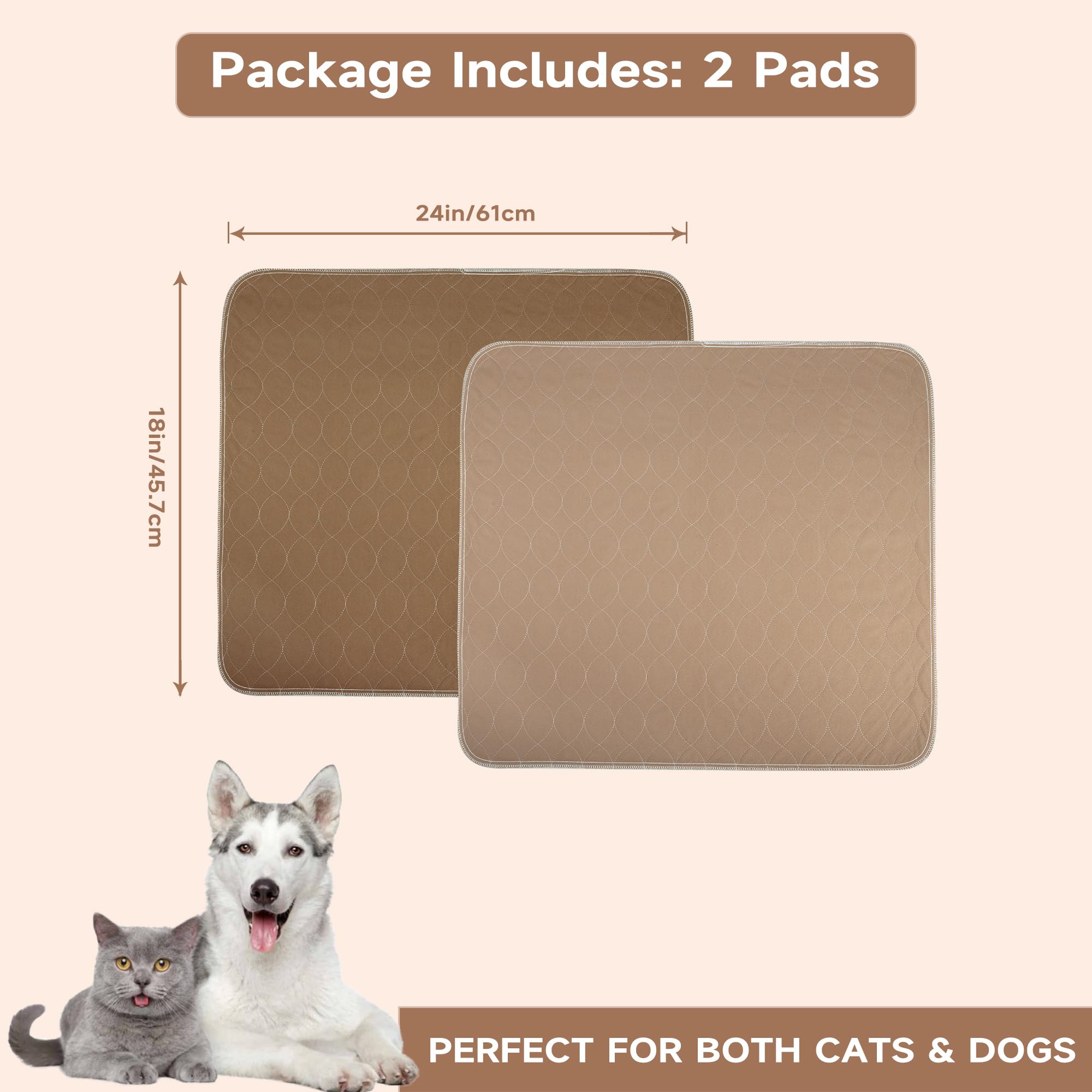 Paw Legend Washable Reusable Dog Pee Pads Super Absorbent (2 Pack) - Washable Reusable Puppy Training Pads | Quality Travel Pee