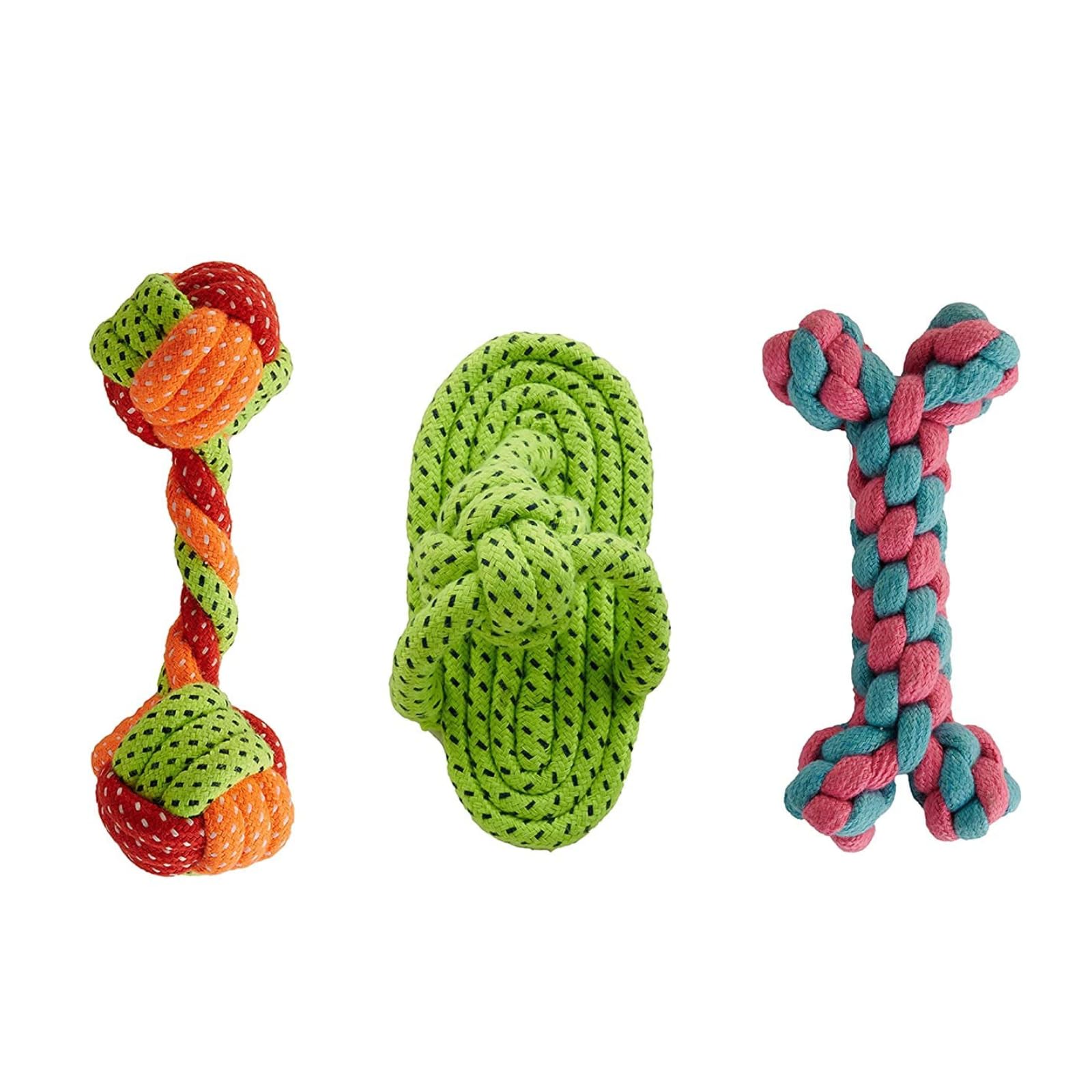 Kittupet Dog Chew Toys Teething Training, Small Dog Rope Toys Indestructible Or Small Medium Dogs (Pack Of 3, Multicolor)