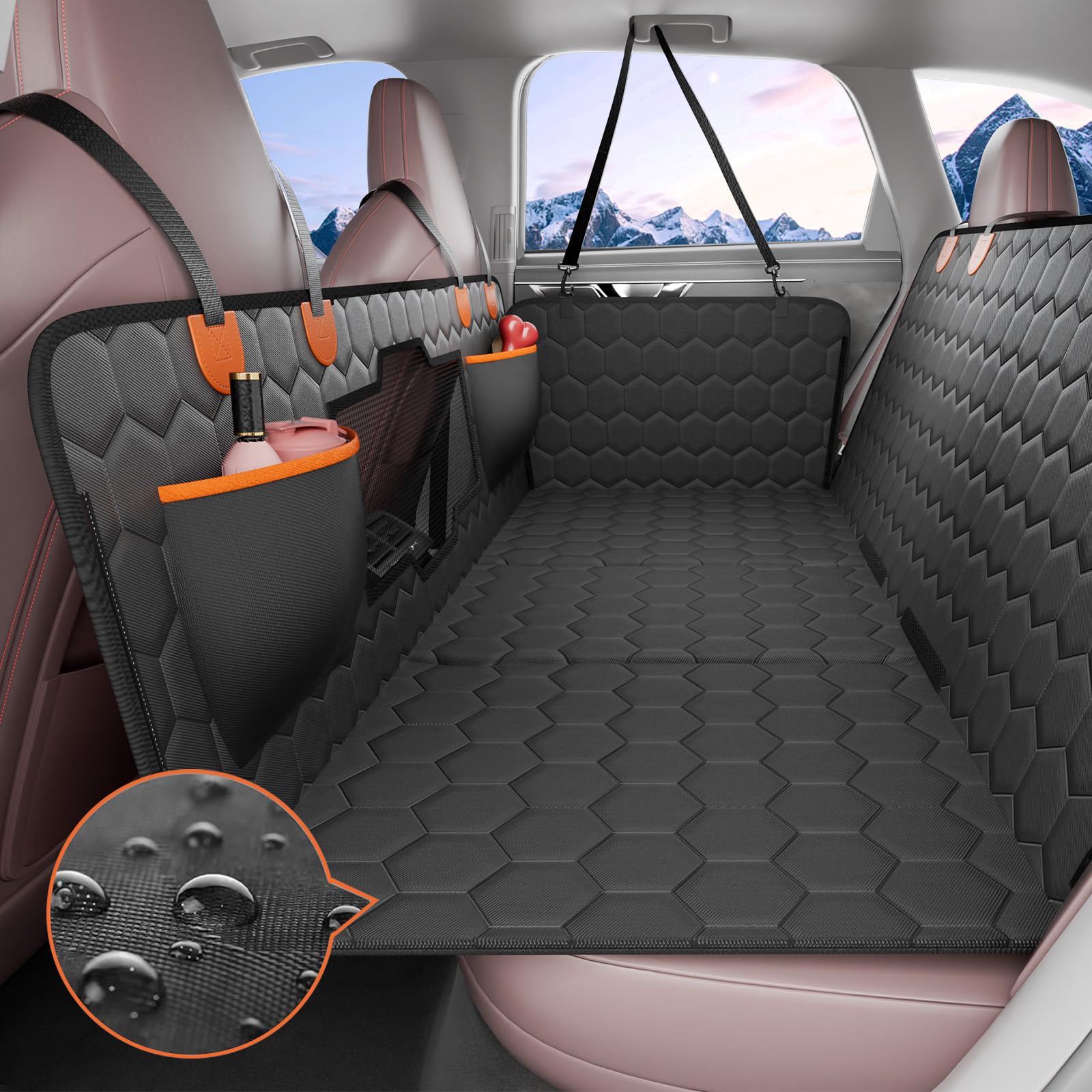 VEVOR Back Seat Extender for Dogs,Waterproof Hard Bottom Dog Car Seat Cover Supports 350lbs,Dog Seat Cover for Back Seat Protect