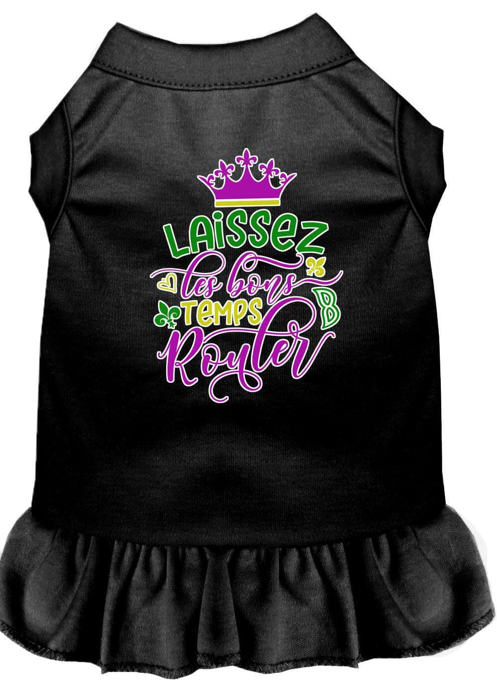 Pet Dog and Cat Dress Screen Printed, "Laissez Les Bons Temps Rouler" Purple 2XL (20-25 lbs.)