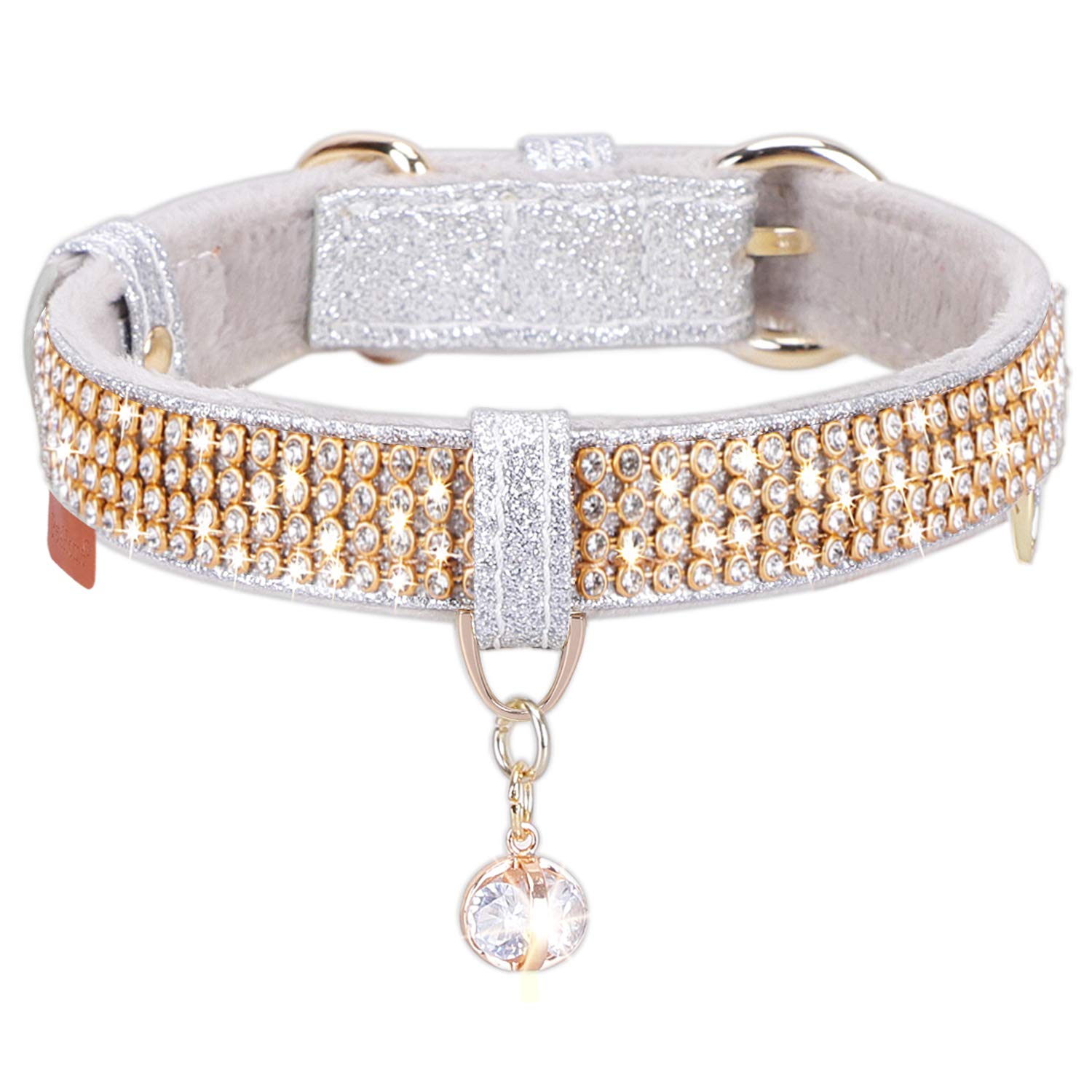 Petshome Cat Collar, Dog Collar, [Bling Rhinestones] Premium Pu Leather With Pendant Adjustable Collars For Big Cat And Small To