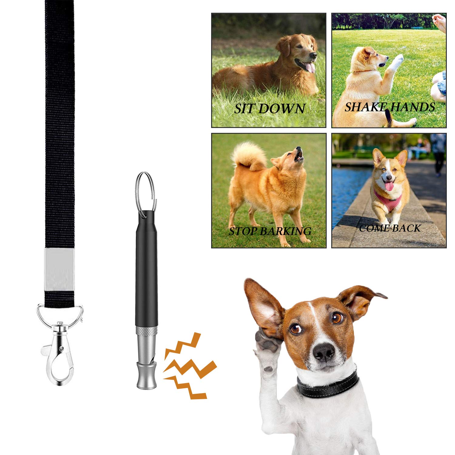 D-BUY 4-in-1 Dog Training Set, Puppy Training Treats- Dog Treat Training Pouch, Bark Control Whistle, Dog Doorbells, Dog Clicker