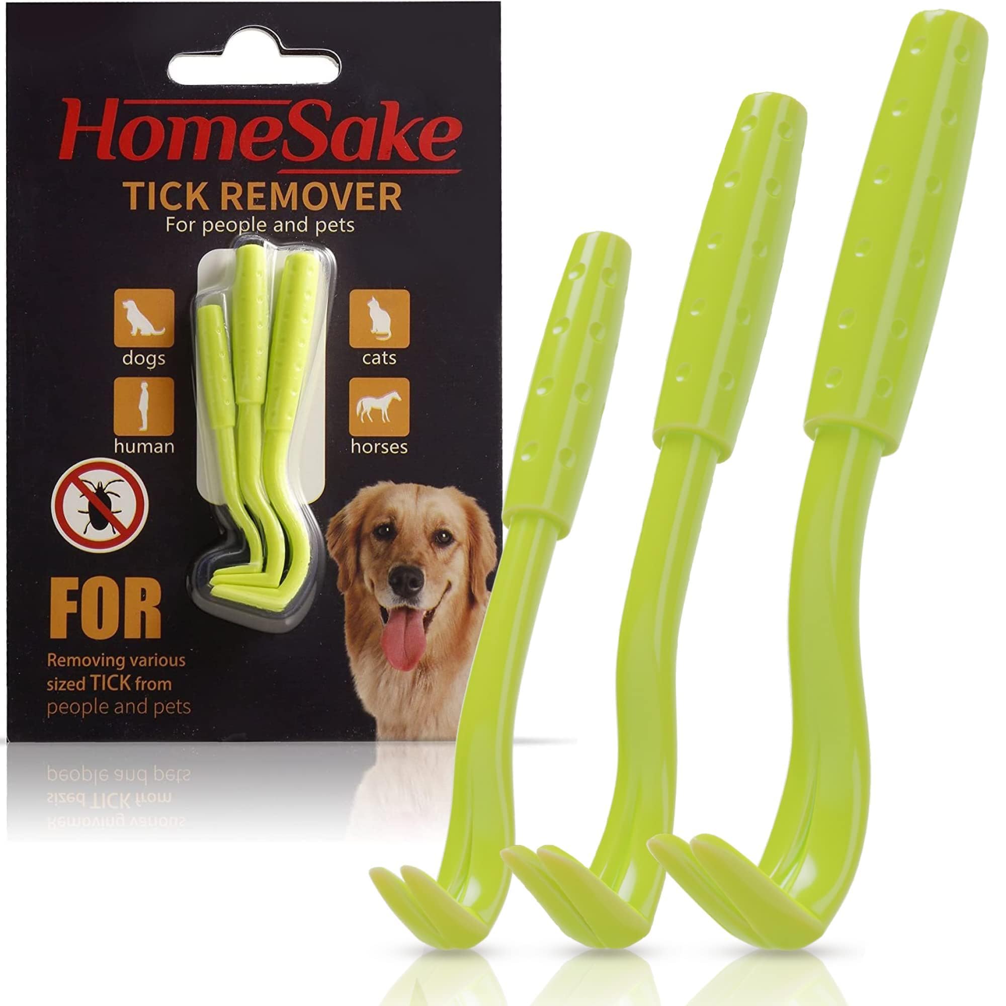 Homesake Tick Removal Tool for Dogs, Cats and Humans | Removes Entire Head & Body | Pain-Free Ticks Remover | 100% Chemical-Free