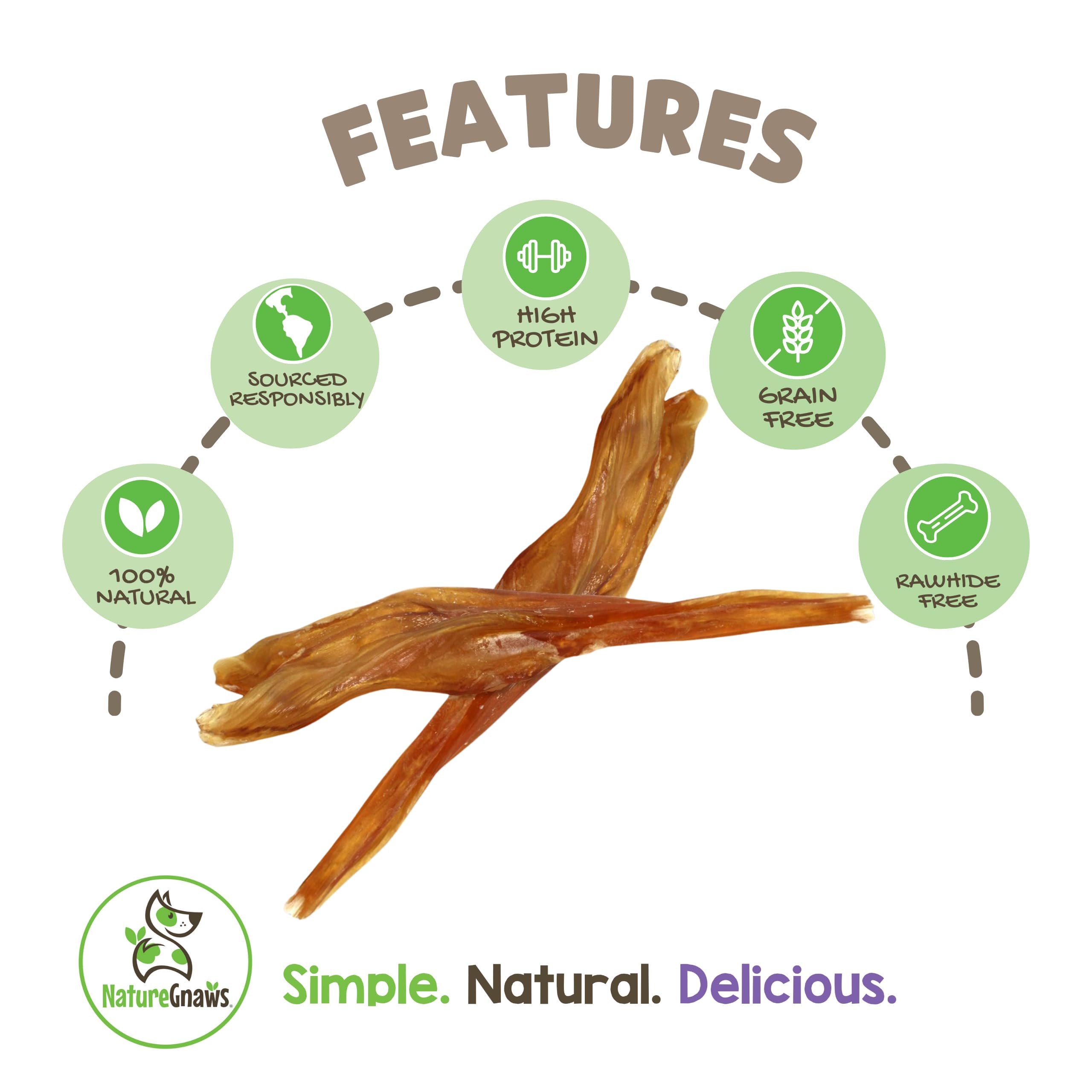 Nature Gnaws Beef Tendons for Dogs 7-11 (12 Count) - Long Lasting for Aggressive Chewers & Large Dogs - Natural Beef Jerky Dog C