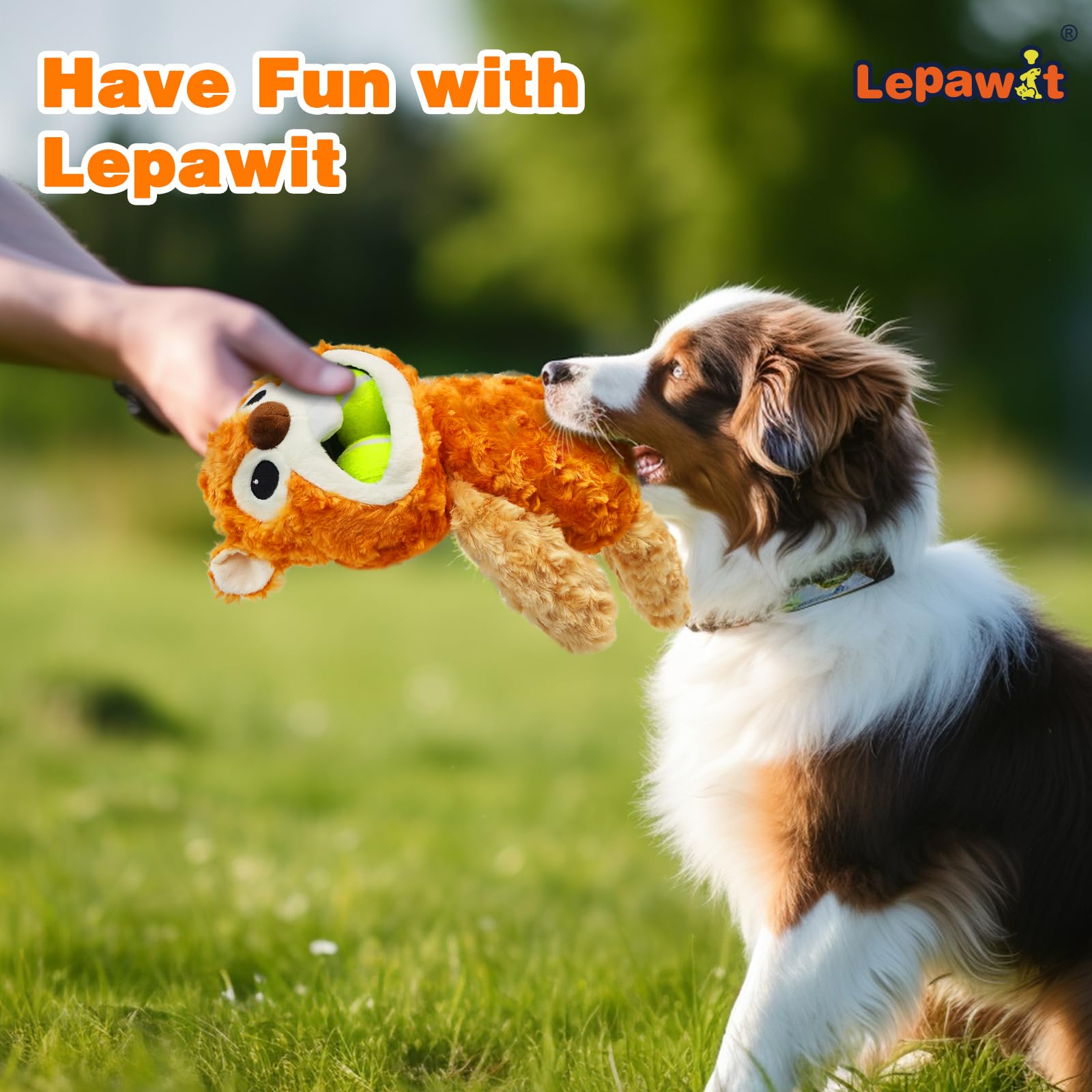 Lepawit Squeaky Dog Toys, Cute Groundhog Interactive Dog Toys With Two Balls For Small Medium And Large Dogs