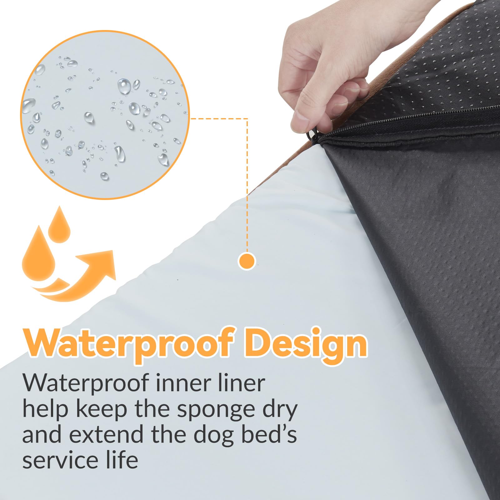 Dokdogs Orthopedic Dog Bed For Large Sized Dogs Waterproof Memory Foam Pet Beds With Nonskid Bottom Washable Dog Couch Bed With
