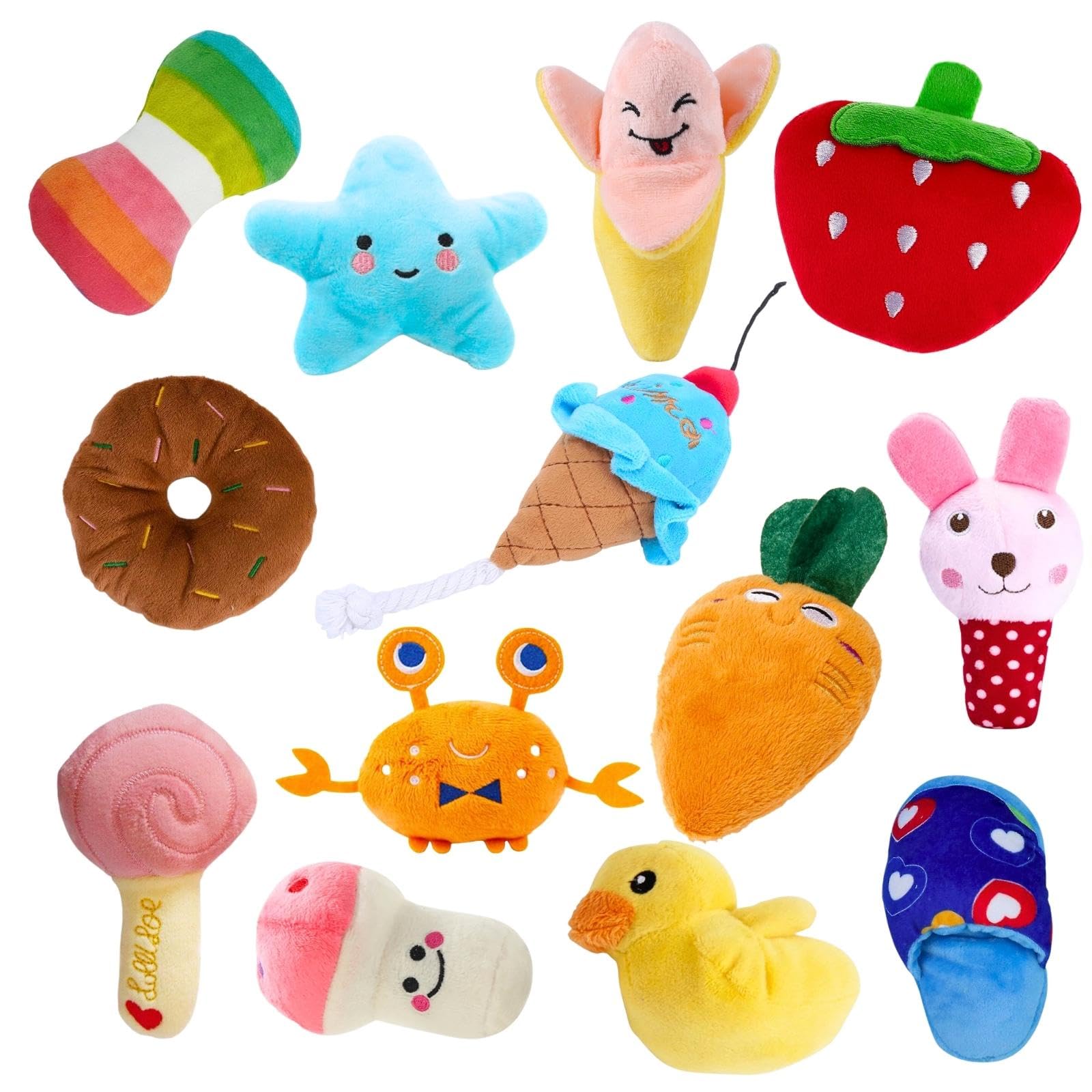 Dono Squeaky Plush Dog ToysPet For Puppy Cute Toys Small Stuffed Puppy Chew Interactive Doggie Toys 13 Pack Tooth Grinding & Tr