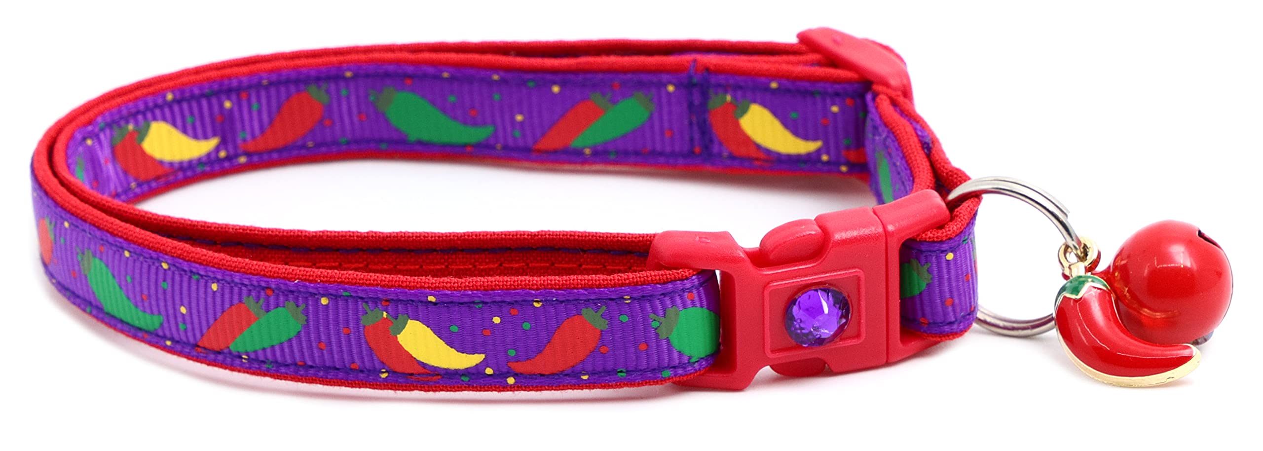 Pepper Cat Collar - Safety - Breakaway - Charm And Bell - Pugs2Persians (Large(10Lbs & Up), Purple)