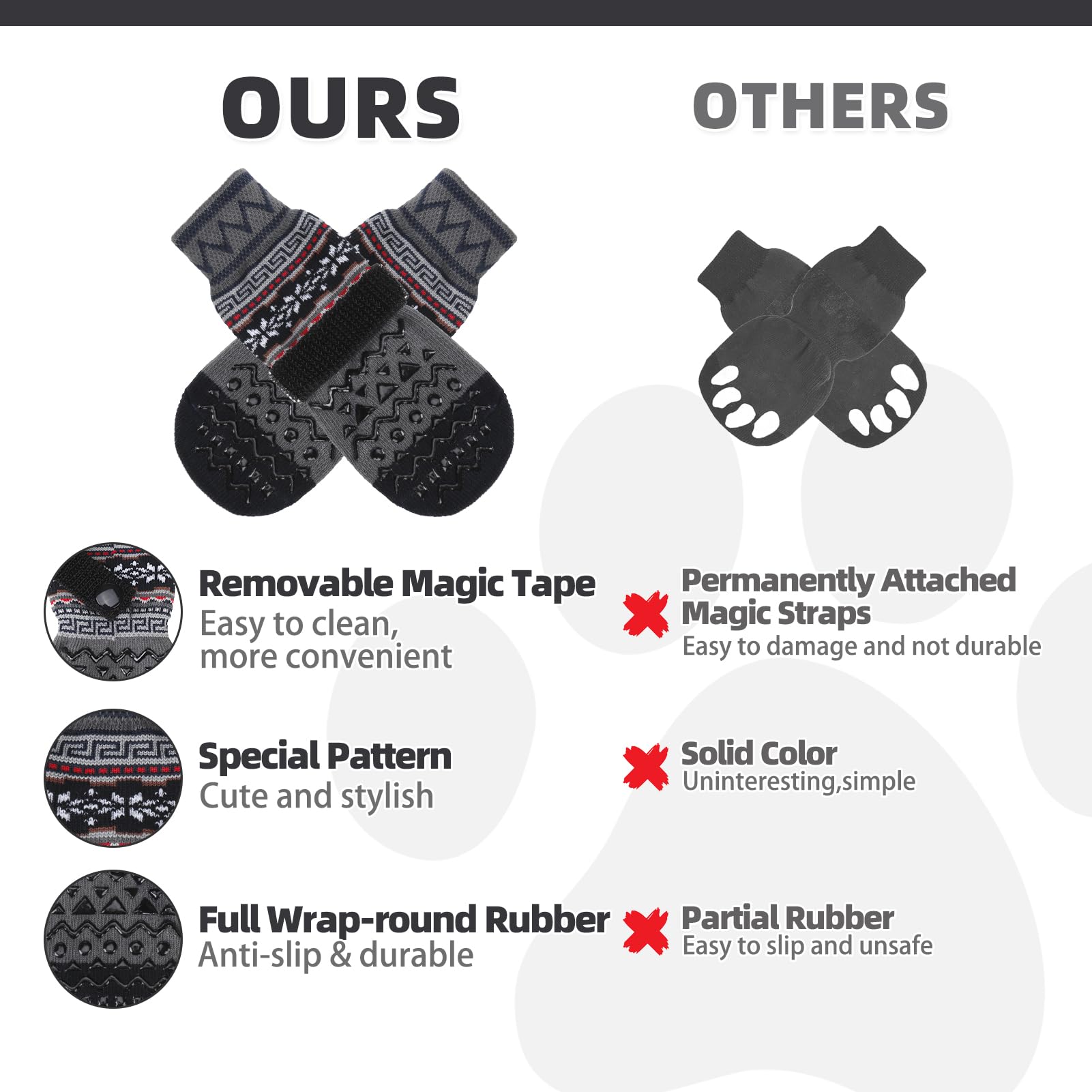 Kooltail Dog Socks For Hot/Cold Pavement To Prevent Licking Paws Scratching,Anti Slip Pet Boots&Paw Protector For Hardwood Floor