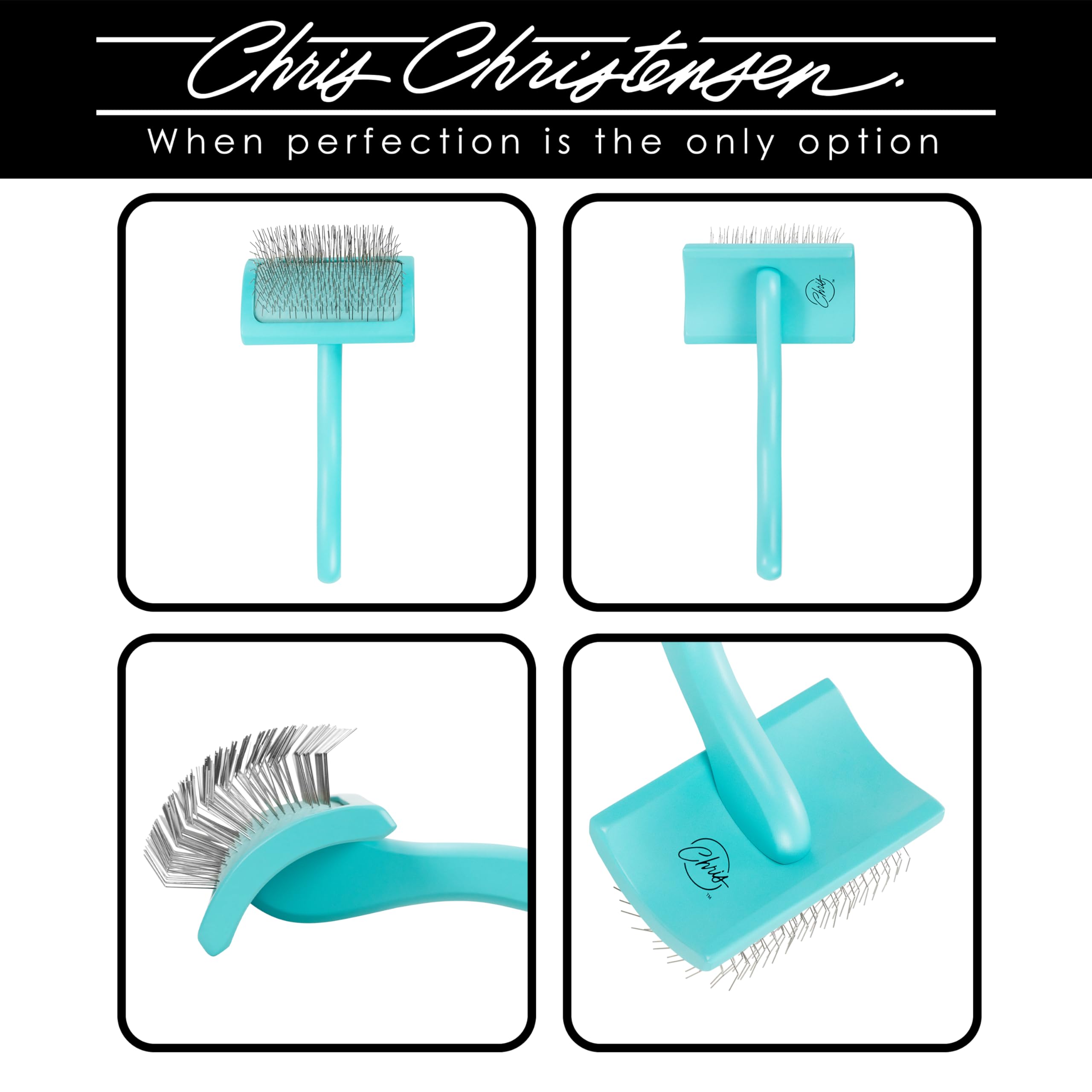 Chris Christensen Big G Dog Slicker Brush for Medium Teal Dogs, Perfect for Goldendoodles, Labradoodles, Poodles - Professional Grooming Tool