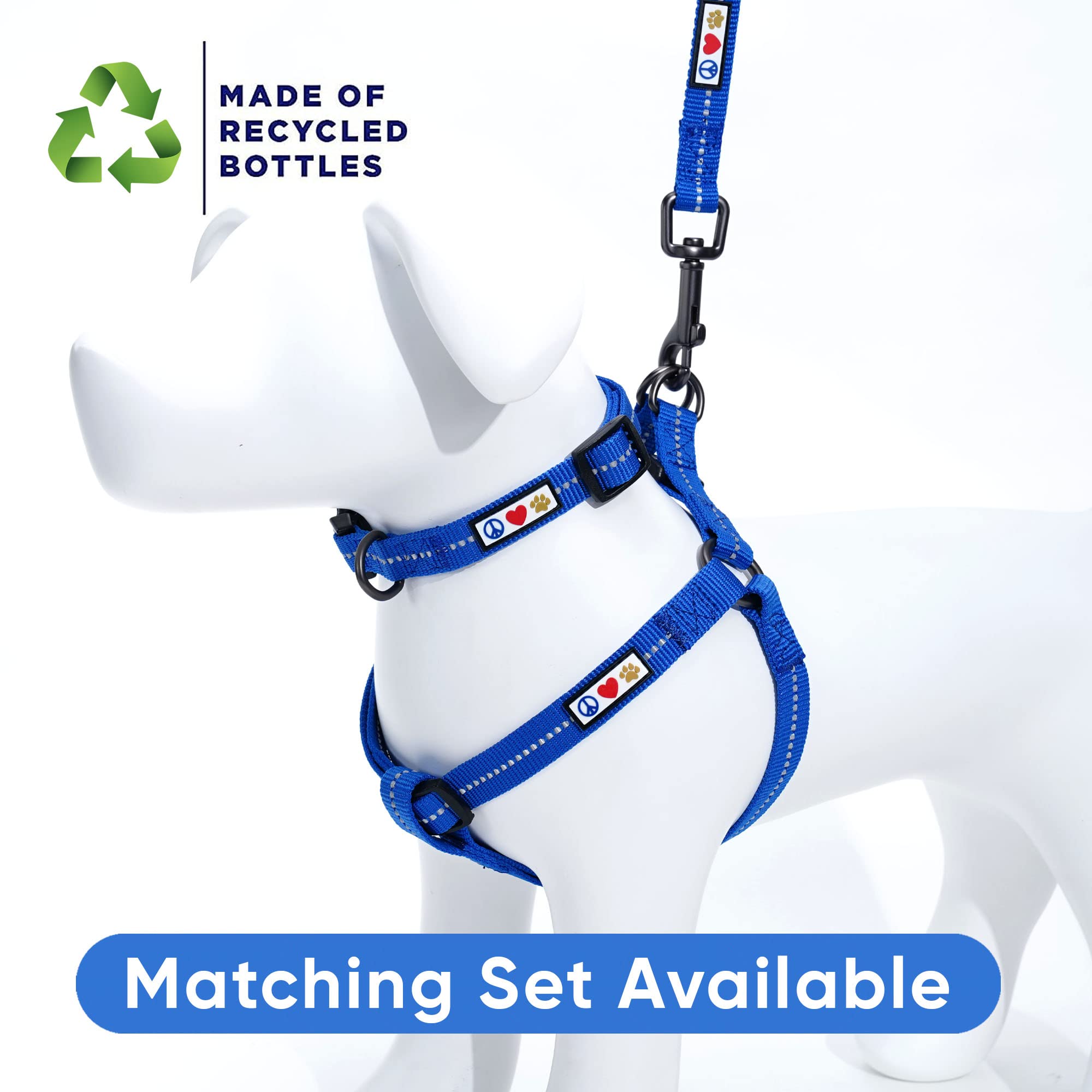 Pawtitas Recycled Dog Harness With Reflective Stitched A Puppy Harness Made From Plastic Bottles Collected From Oceans Extra Small Blue Ocean