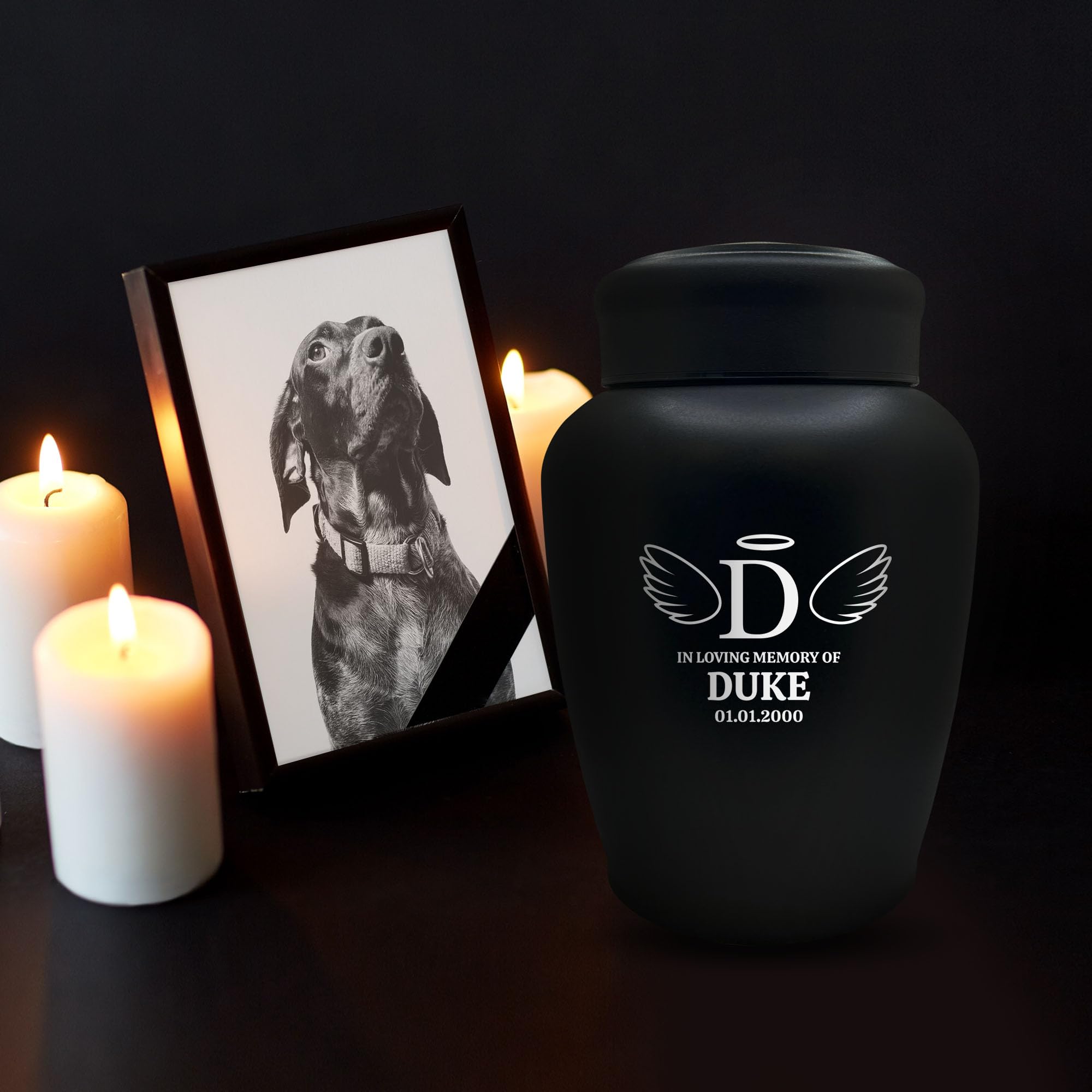 Personalized Custom Dog Urn Engraved Dog Name And Date - Stainless Steel Cremation Urn For Large Dogs Ashes With Airtight Closur
