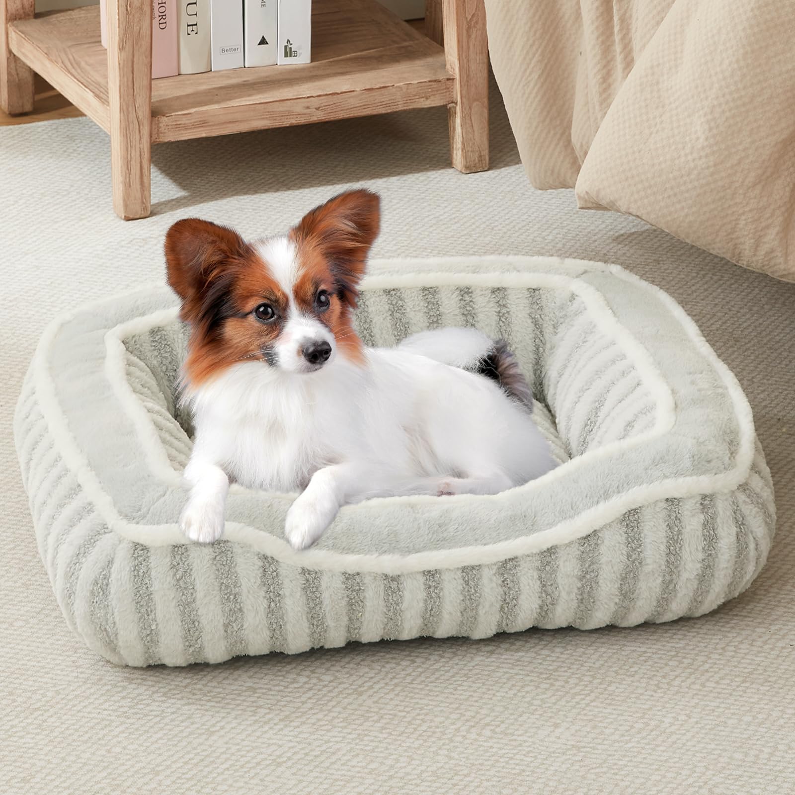 Debang Home Dog Bed For Extra Small Dogs Breeds,Cat Bed,Puppy Kennel Bed With Pillow,Washable Deluxe Plush Dog Crate Beds,Comfy 