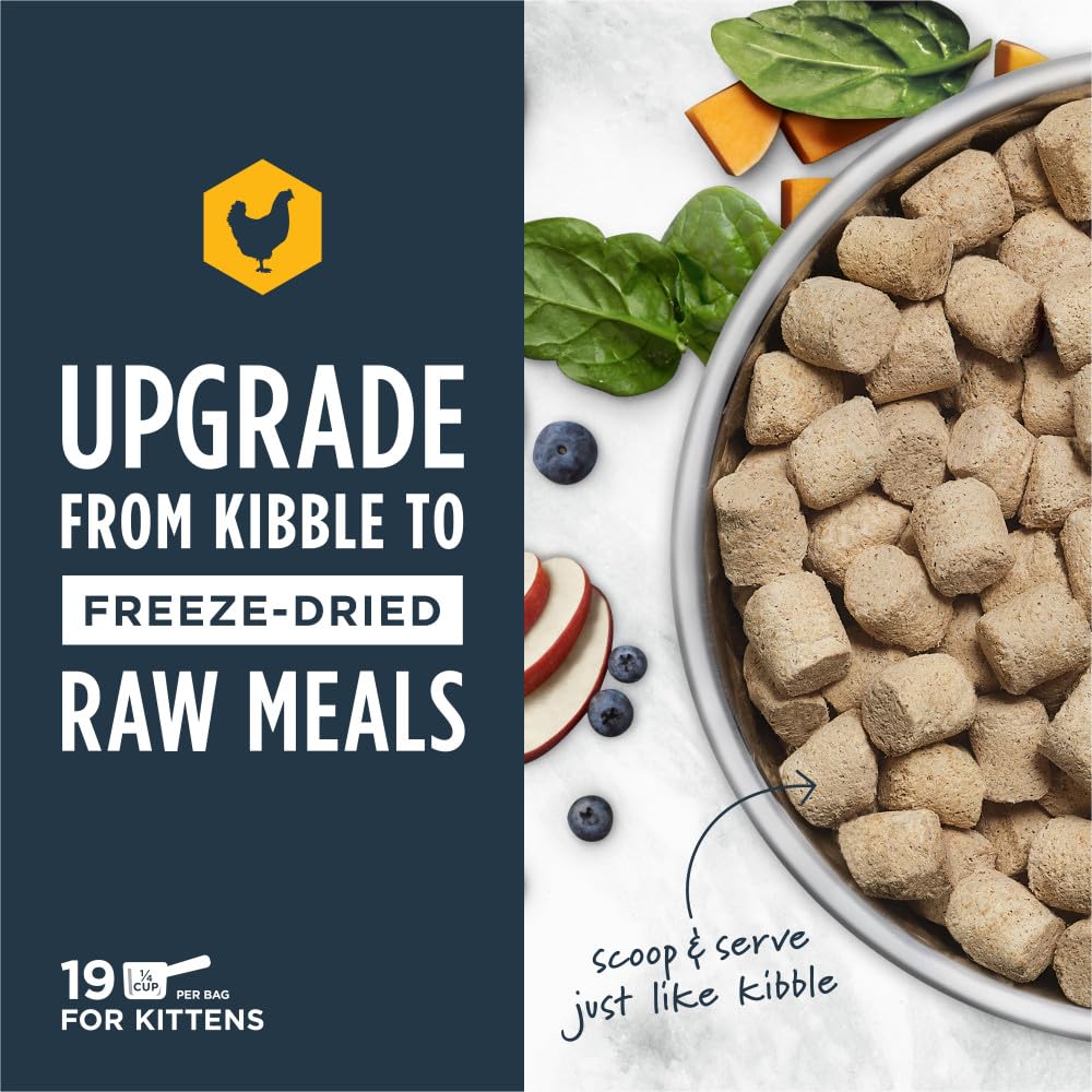 Instinct Raw Meals Freeze-Dried Kitten Chicken Cat Food, 9.5 oz Bag - High Protein, Nutrient-Rich Formula for Growing Kittens