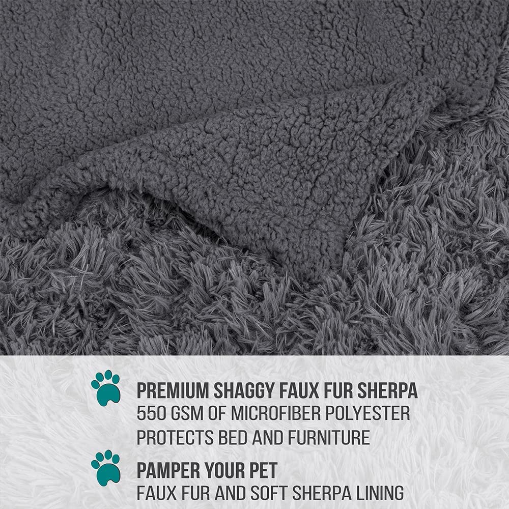 Petami Waterproof Dog Blanket For Medium Large Dogs, Calming Fleece Cat Blanket, Couch Protector Washable Sherpa Faux Fur Pet Throw For Puppy, Soft Reversible Leakproof 40X60 Gray