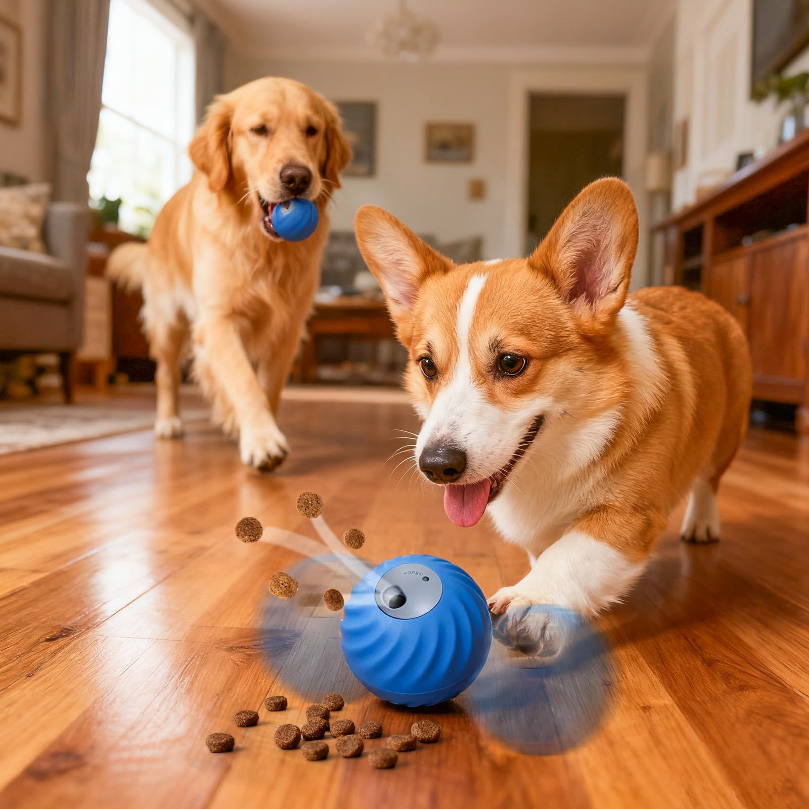 BABORUI Interactive Dog Puzzle Toy Ball, Adjustable Treat Dispenser, Enrichment Toy for Small Medium Large Dogs, Pineapple Color, Model H-557