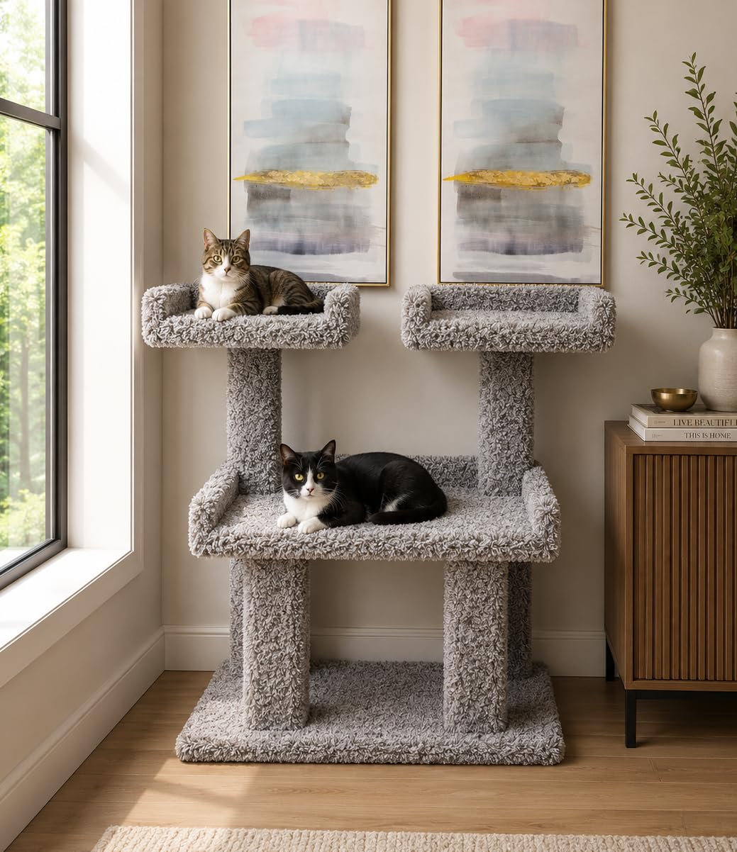 Cat Tree for Large Cats & Maine Coons - Deluxe Carpeted Cat Tower