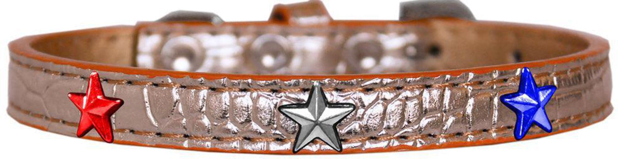 Dog, Puppy and Pet Designer Croc Widget Collar, "Red, White & Blue Stars" Red 20