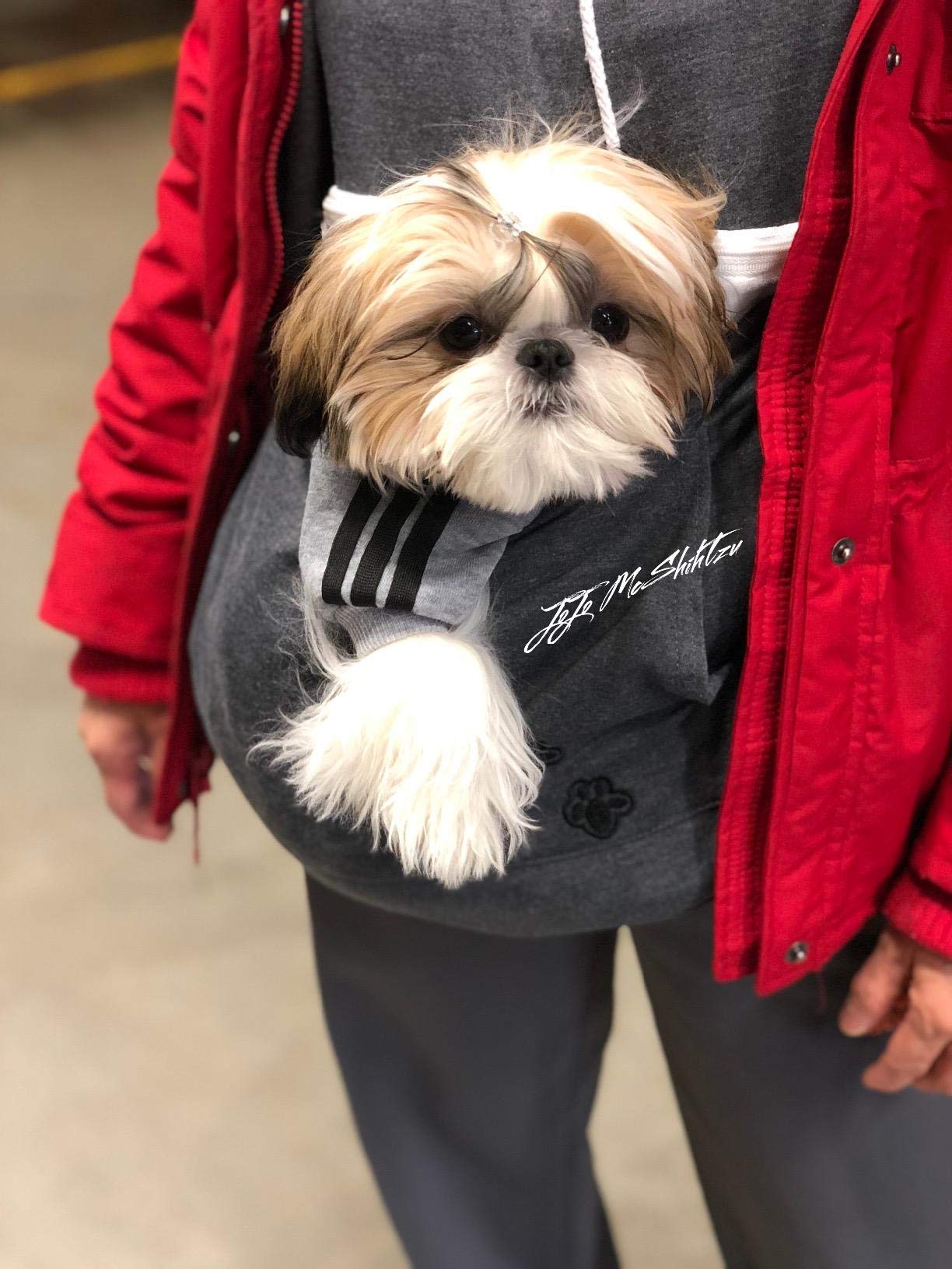 Felyong Unisex Pet Carrier Hoodie Cat Dog Pouch Holder Sweatshirt Shirt Top 2XL Dark Grey