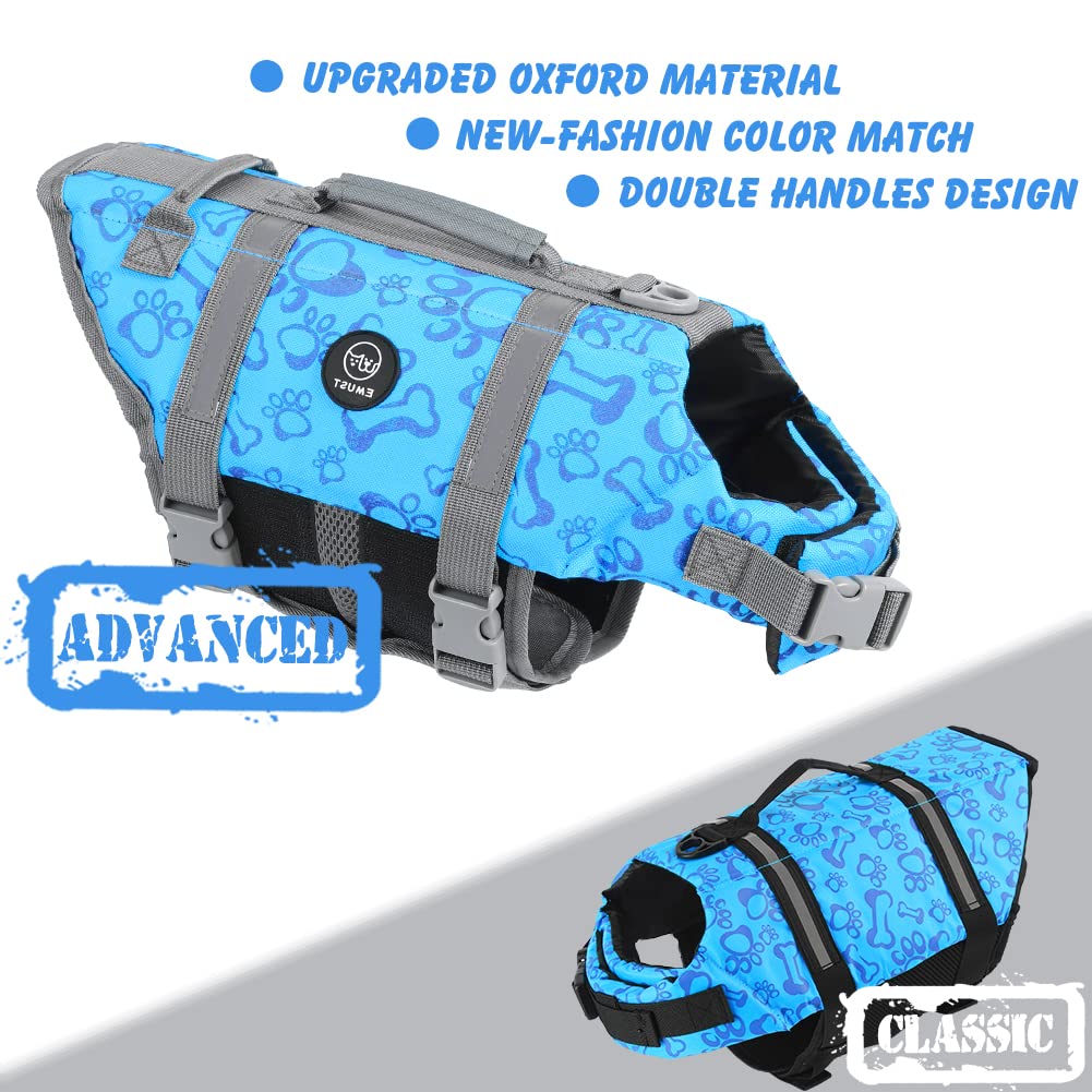 Emust Dog Life Vests, Adjustable Dog Life Jacket With Rescue Handle, Dogs Flotation Vest For Small/Medium/Large Dogs, Xs, Newblu