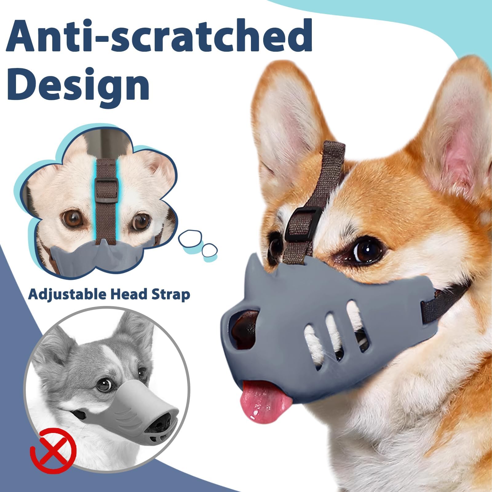 Luckypaw Dog Muzzle Soft Muzzle For Small Medium Dog Poodle Dachshund Breathable Silicone Cage Muzzle For Biting Chewing Funny R