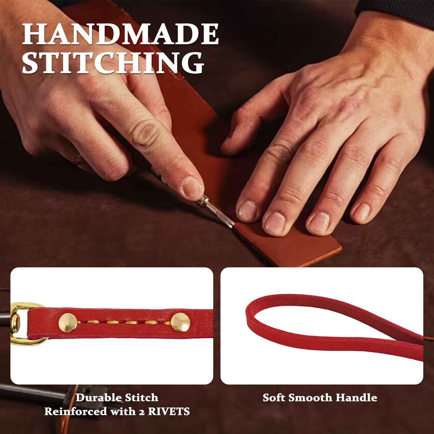 Leather Dog Leash 6 Ft X 1/2 Inch Heavy Duty Genuine Leather Dog Training Leash Soft And Strong Leather Leash For Small And Medi