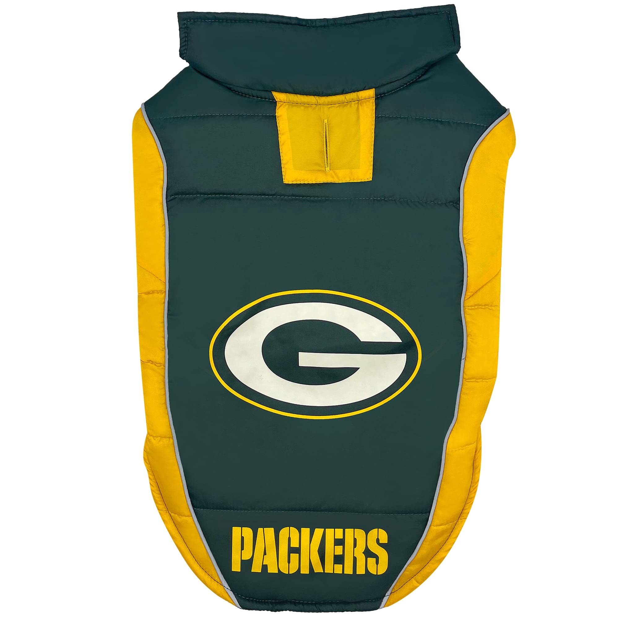 Nfl Green Bay Packers Puffer Vest For Dogs & Cats, Size Large. Warm, Cozy, And Waterproof Dog Coat, For Small And Large Dogs/Cat
