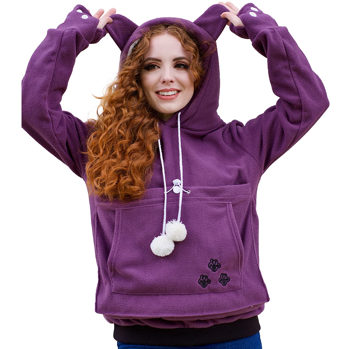 Kei Tomlison Unisex Big Pouch Hoodie Long Sleeve Pet Dog Holder Carrier Sweatshirt (Small, Purple-Fleece)