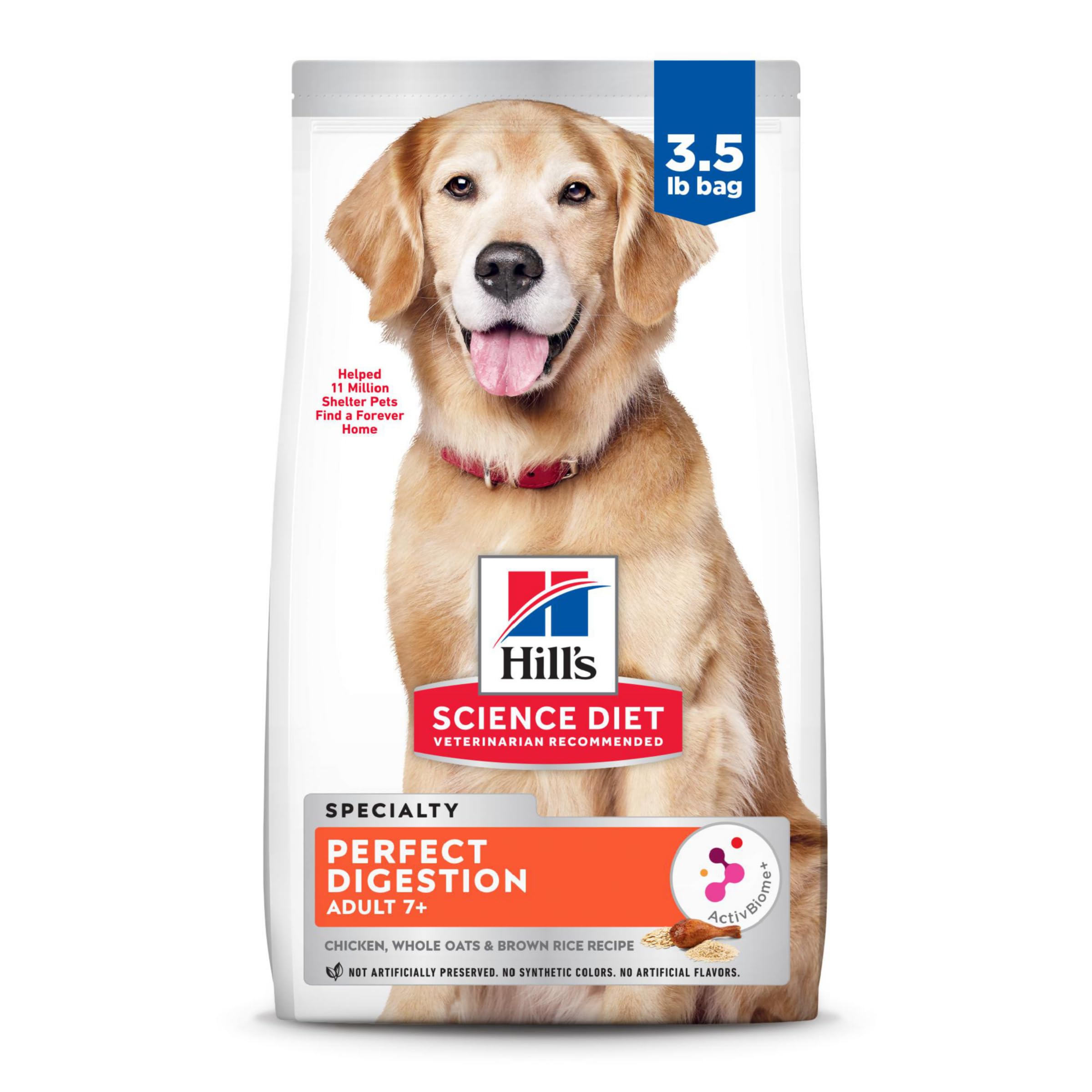 Hills Science Diet Perfect Digestion, Senior Adult 7+, Digestive Support, Dry Dog Food, Chicken, Brown Rice, & Whole Oats, 3.5 