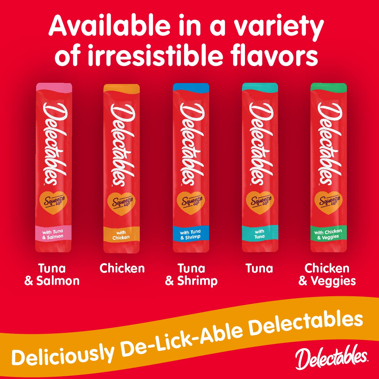 Delectables Squeeze Up Creamy Squeezable Puree, Lickable Wet Cat Treats, Grain Free, No Added Fillers, No By-Products, No Added