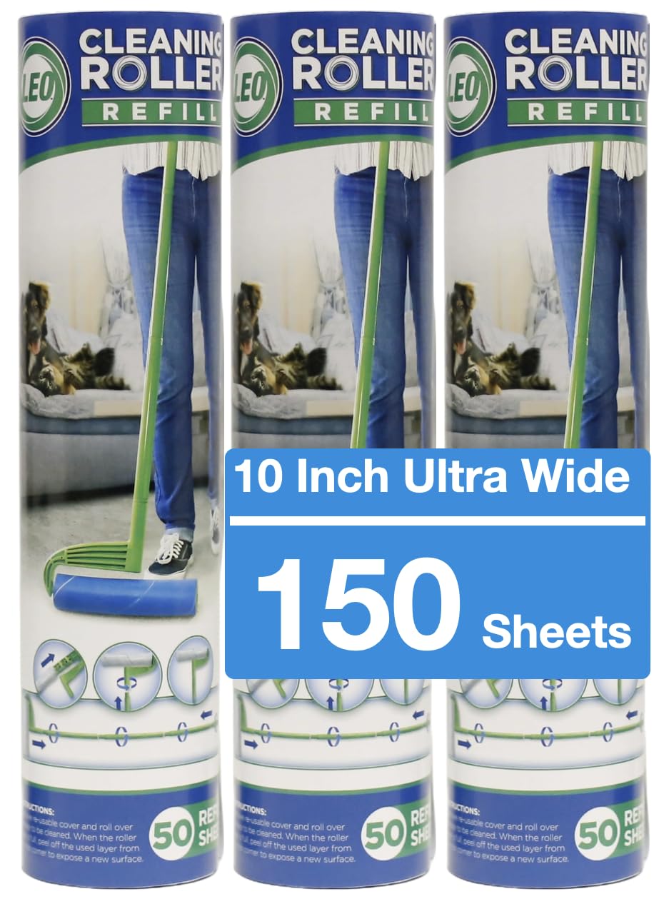 Leo cleaning Roller with extendable Handle Plus 3 Refills. Total 175 Sheets Pets Hair Remover & Household cleaning great for Dog