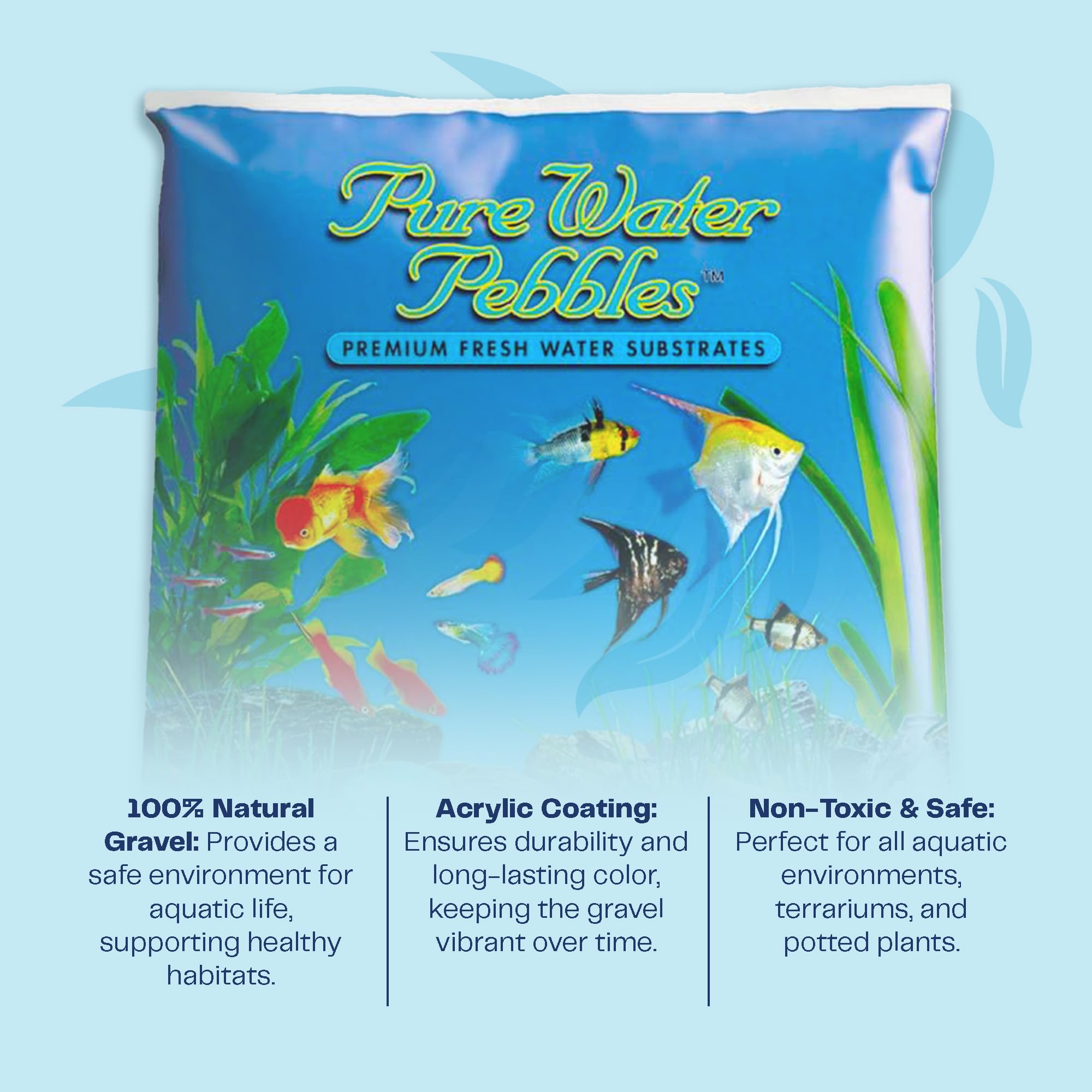 Pure Water Pebbles Carolina Aquarium Gravel, 2 Lbs - Premium Fish Tank Gravel, Decorative Aquarium Rocks For Aquarium Décor, Ideal Fish Tank Accessories