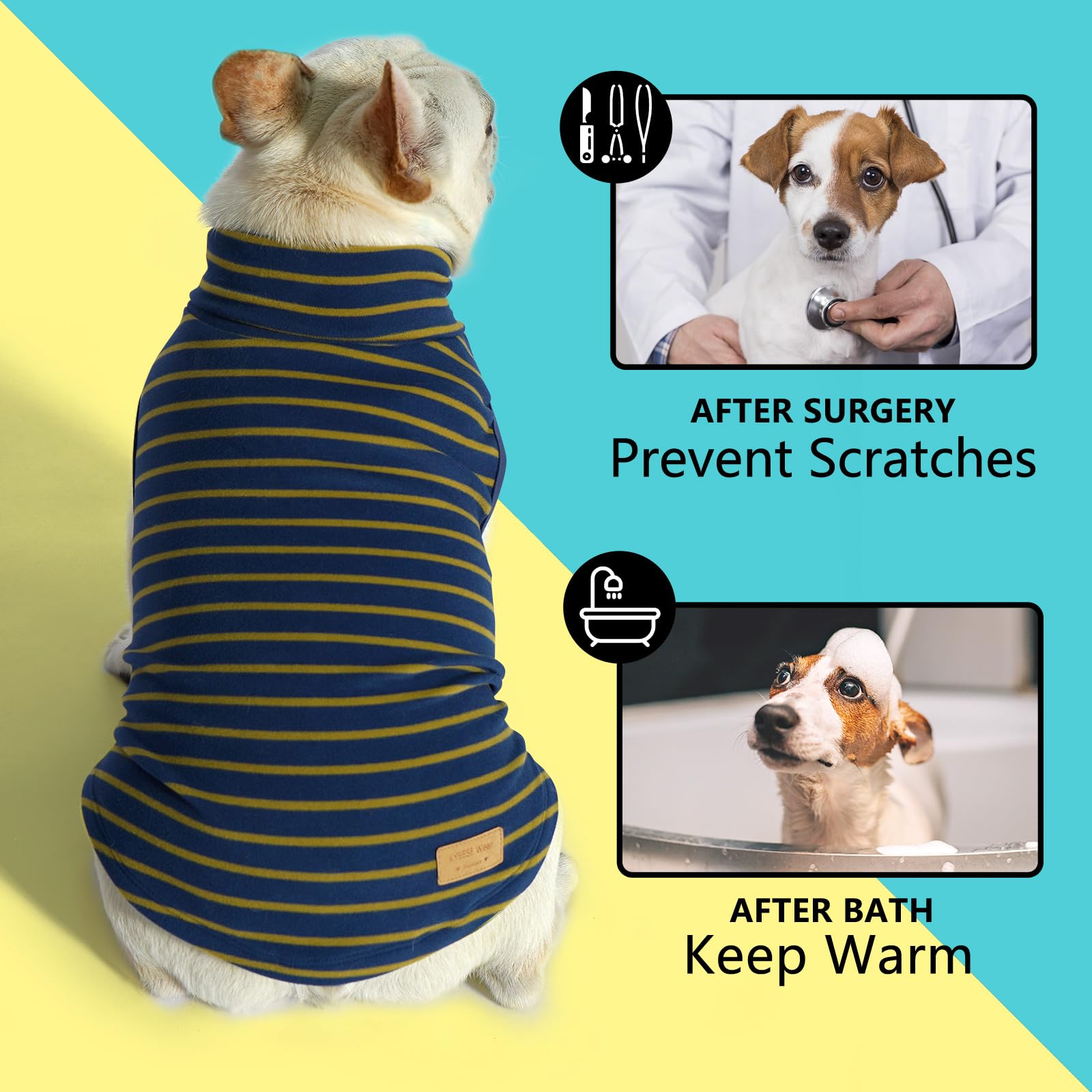 Kyeese 2Pack Dog Sweater Soft Dog Sweaters For Medium Dogs Male Stretchy Large Dog Sweater Turtleneck Dog Clothes Pullover Dog Sweatshirt Warm Dog Coats