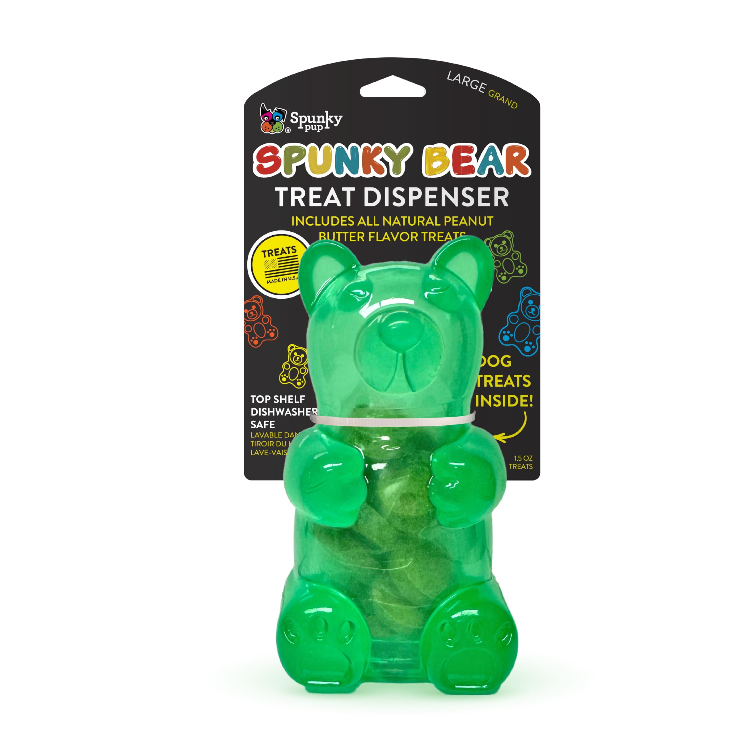 Spunky pup Spunky Bear Interactive Dog Toys with Treats Included - Treat-Holding Puzzle for Boredom & Stimulation - Peanut Butte