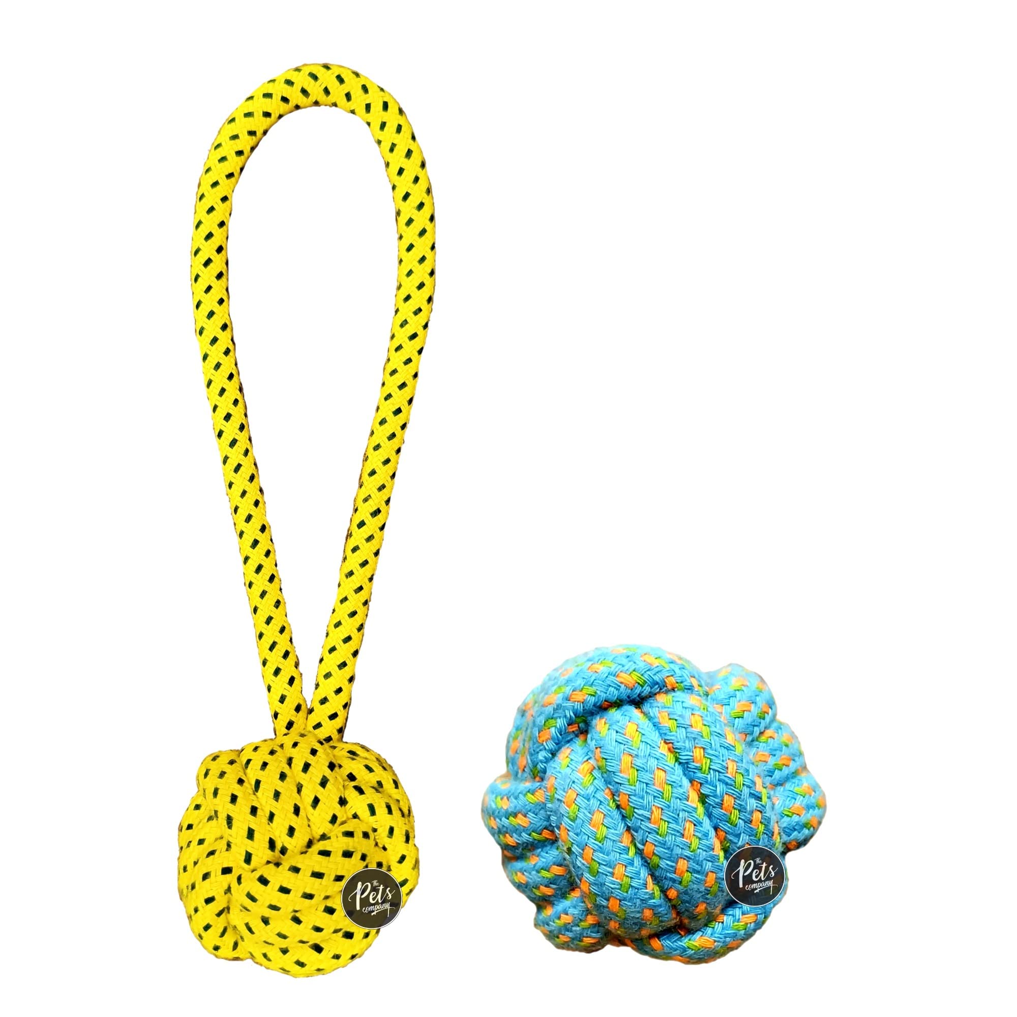 The Pets Company Dog Rope Toys For Puppy Teething & Training (Tug Ball + Ball Toy), Dog Toy Combo Of 2 For Small Dogs & Puppies