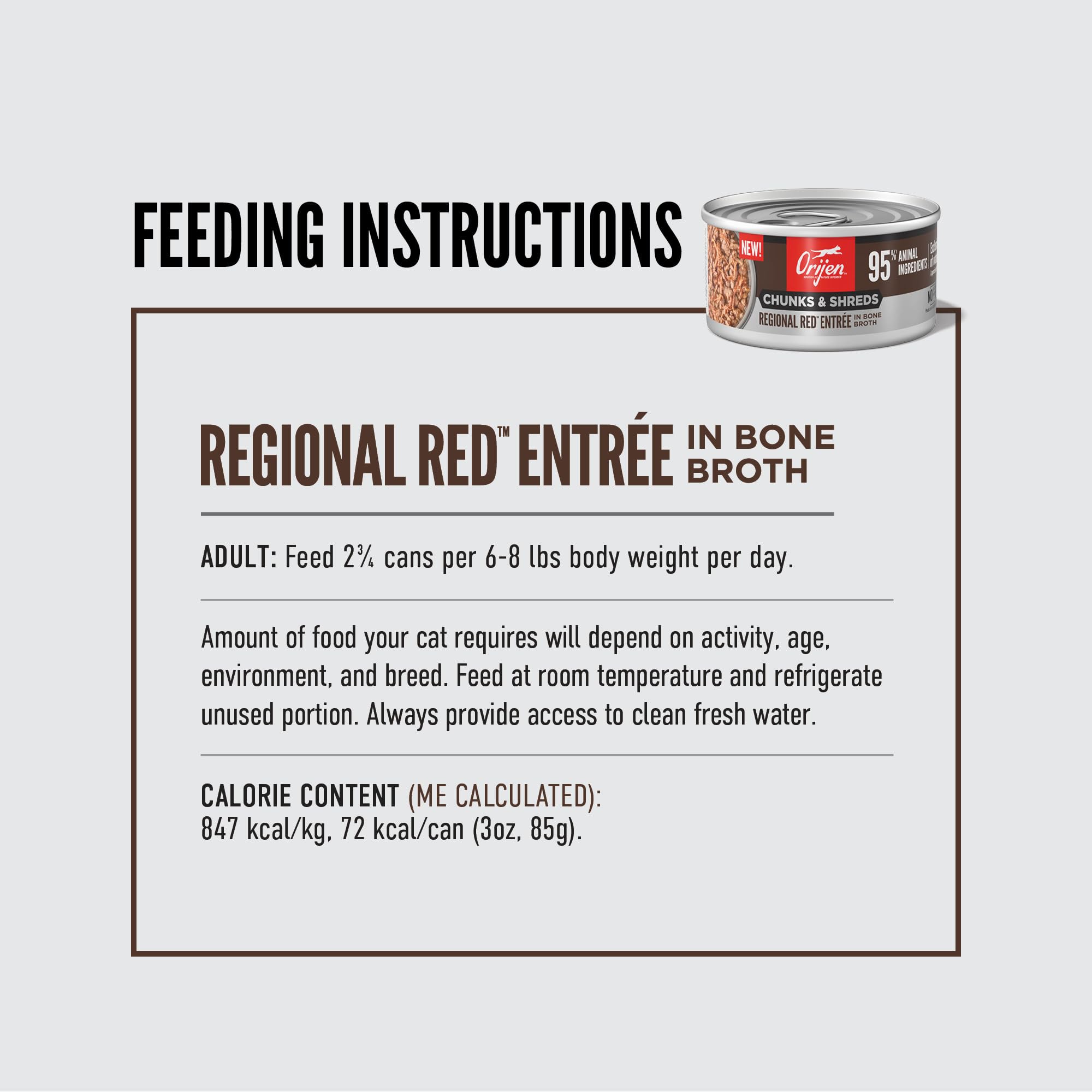 ORIJEN Chunks & Shreds Wet Cat Food Regional Red Entr  e 3oz Cans (12 Count)