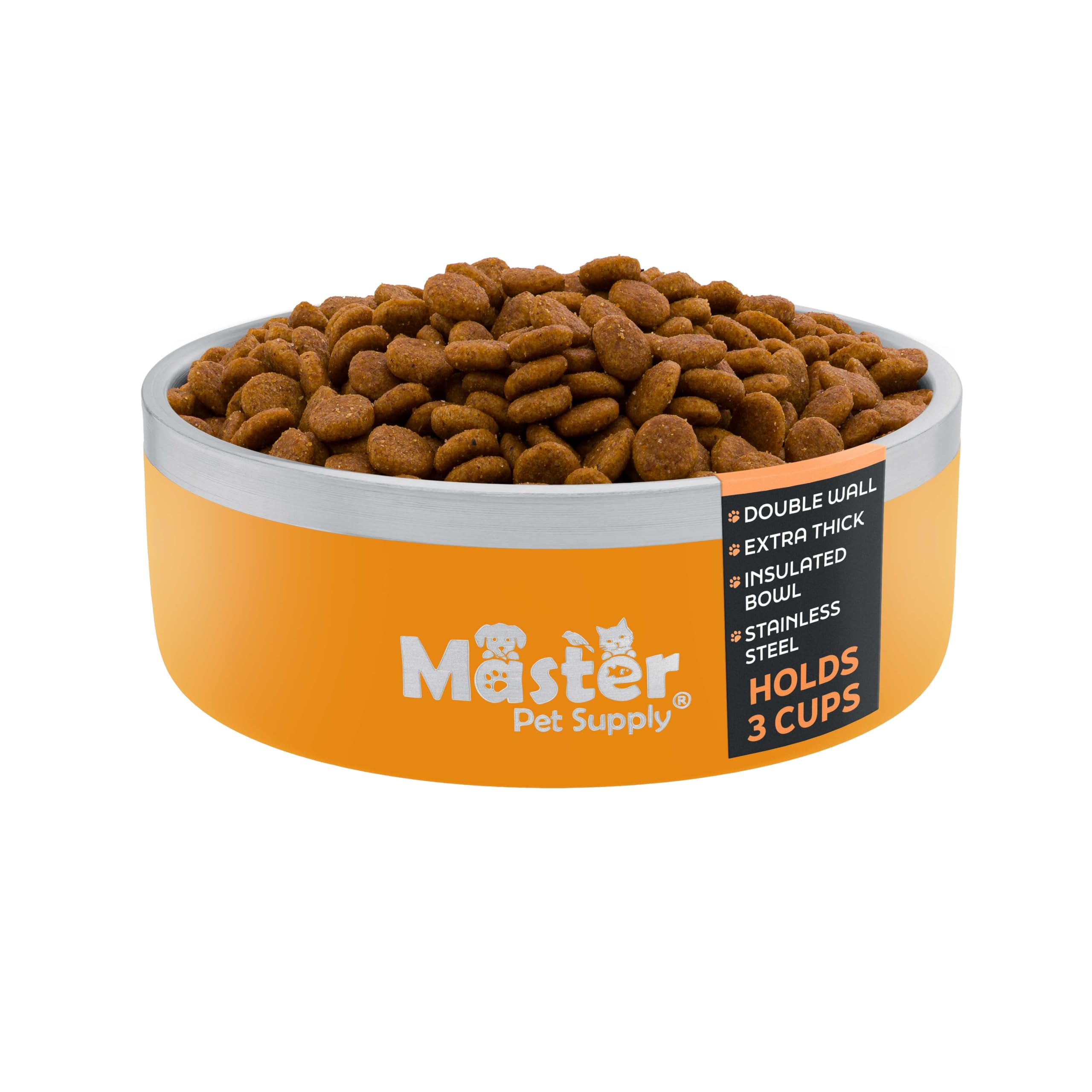 Master Pet Supply Stainless Steel Dog Bowls - 25 oz, Heavy Duty - Mango Tango, Double Wall Extra-Thick Insulated, Non-Slip Pet W
