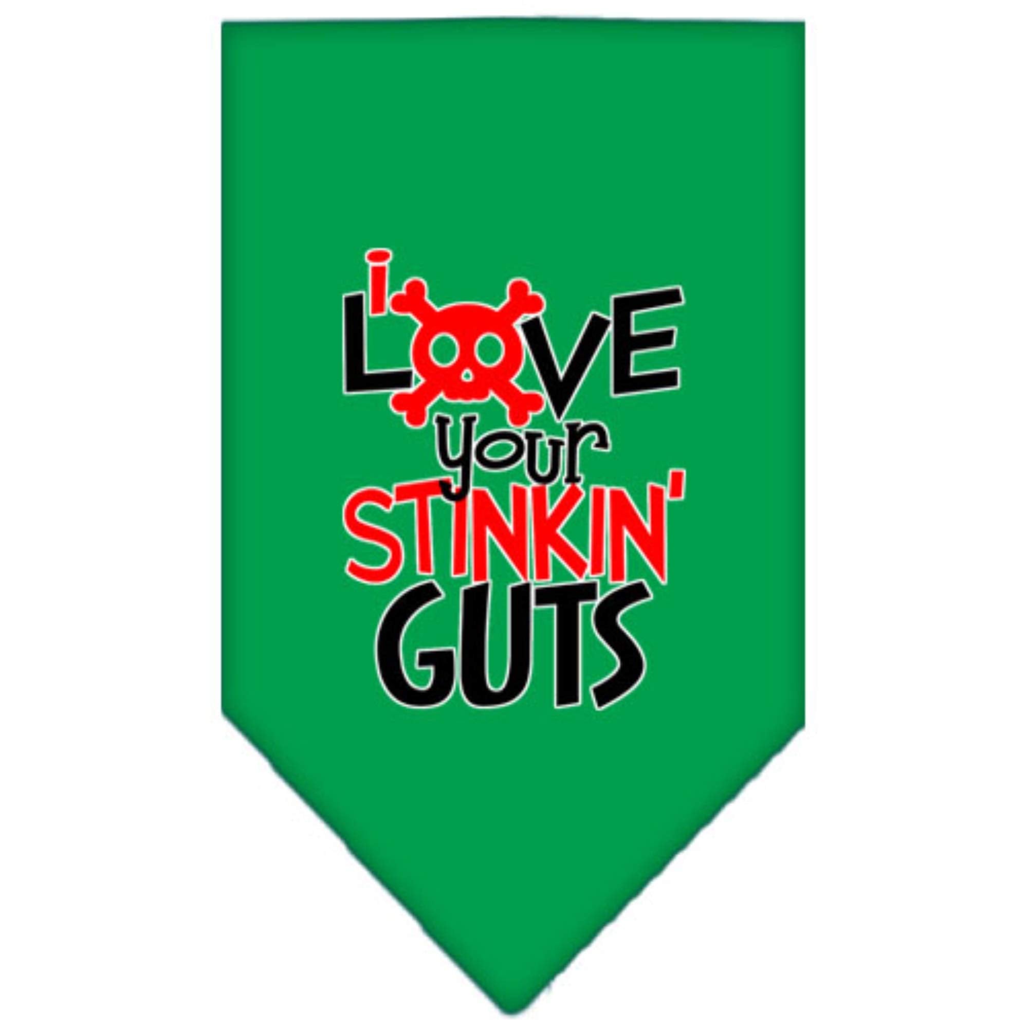 Mirage Pet Product Love Your Stinkin Guts Screen Print Bandana Emerald Green Large