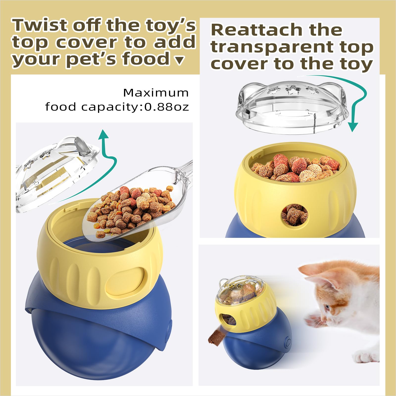 Majoxin Dog Interactive Toys Adjustable Food Dispenser Tough Slow Feeder Ball Treat Dispenser Dog Toys Puzzles Feeder for Small