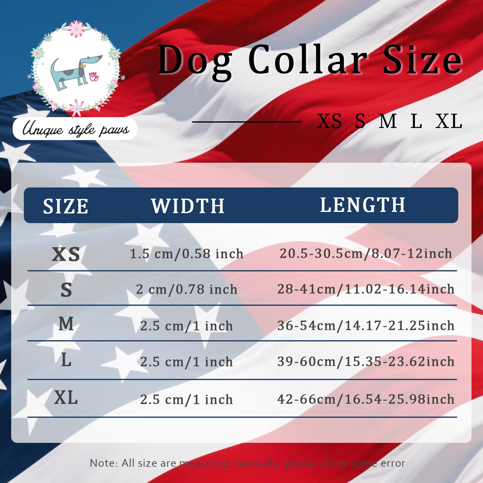 Unique Style Paws Patriotic Dog Collar,4Th Of July Pet Collar With American Flag Pattern,Independence Day Puppy Collar Adjustabl
