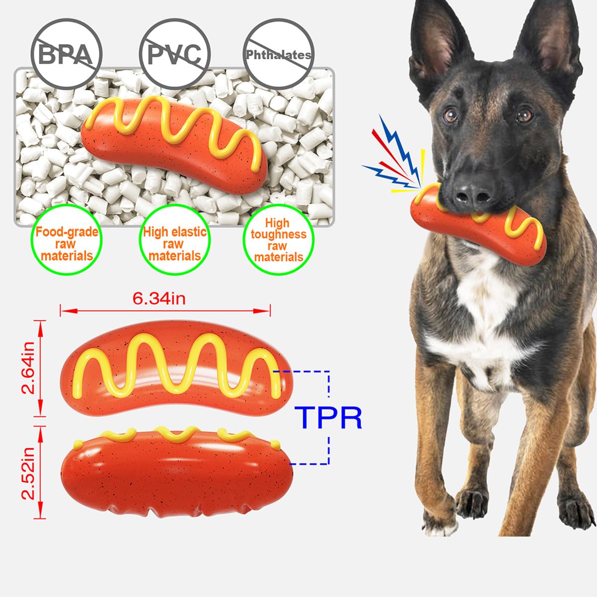 Luantianpai Dog Chew Toys For Aggressive Chewers Indestructible Durable Tough Squeaky Funny Dog Teething Toy For Medium Large Br