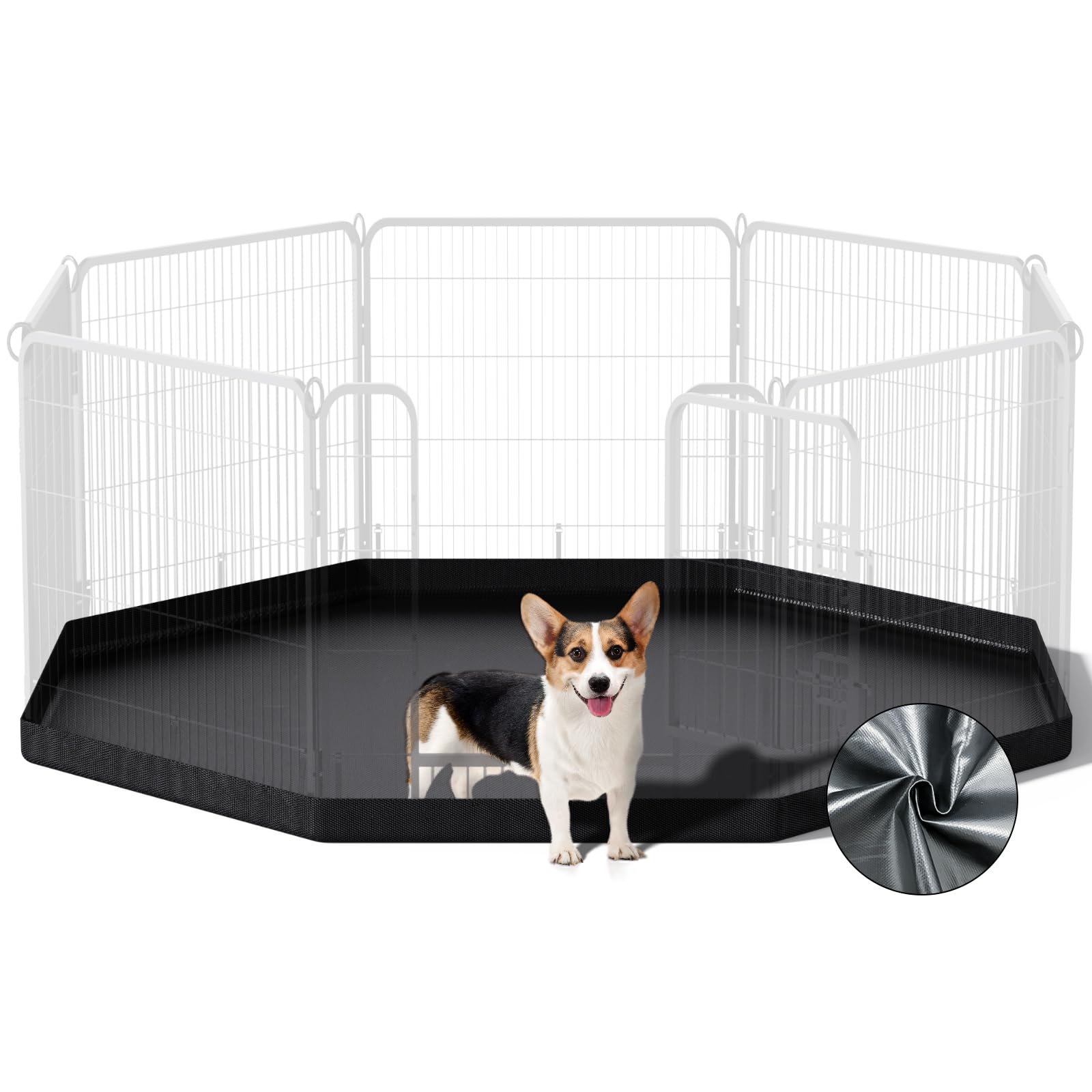 Pjyucien Dog Playpen Bottom Pad - Stabilize The Dog Play Pen, Easy To Clean And Waterproof, Fits Most 8 Panels 32 Inch Width Met