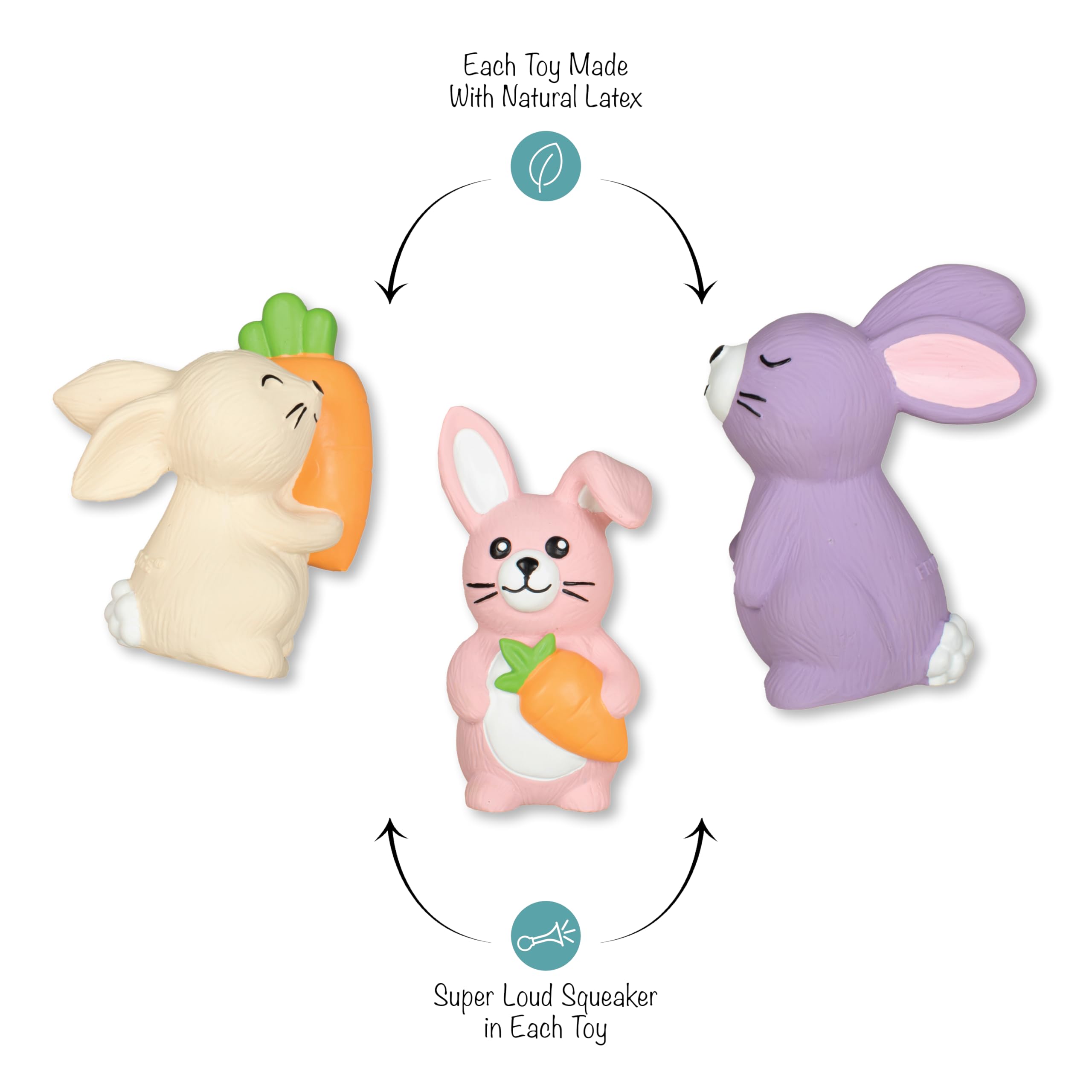 Fringe Studio Latex Dog Toy, 3 Pieces Set, Hopping Love Carrots, Petshop Collection (367072)