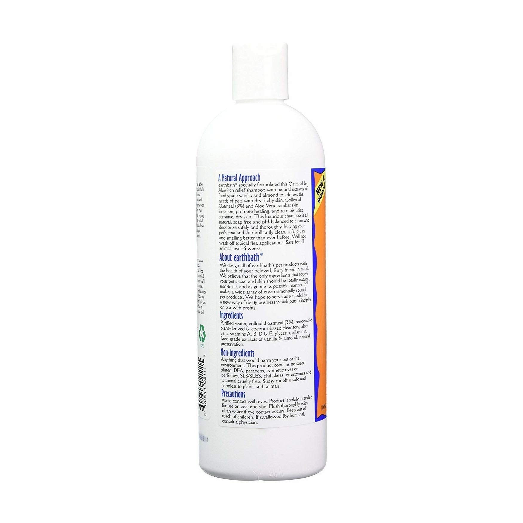 Earthbath Oatmeal & Aloe Dog Shampoo - Oatmeal Shampoo For Dogs, Dry Itchy Skin Relief, Hypoallergenic Anti Itch Puppy Shampoo For Sensitive Skin, Tear Free Pet Wash - Vanilla & Almond, 16 Oz (1 Pack)