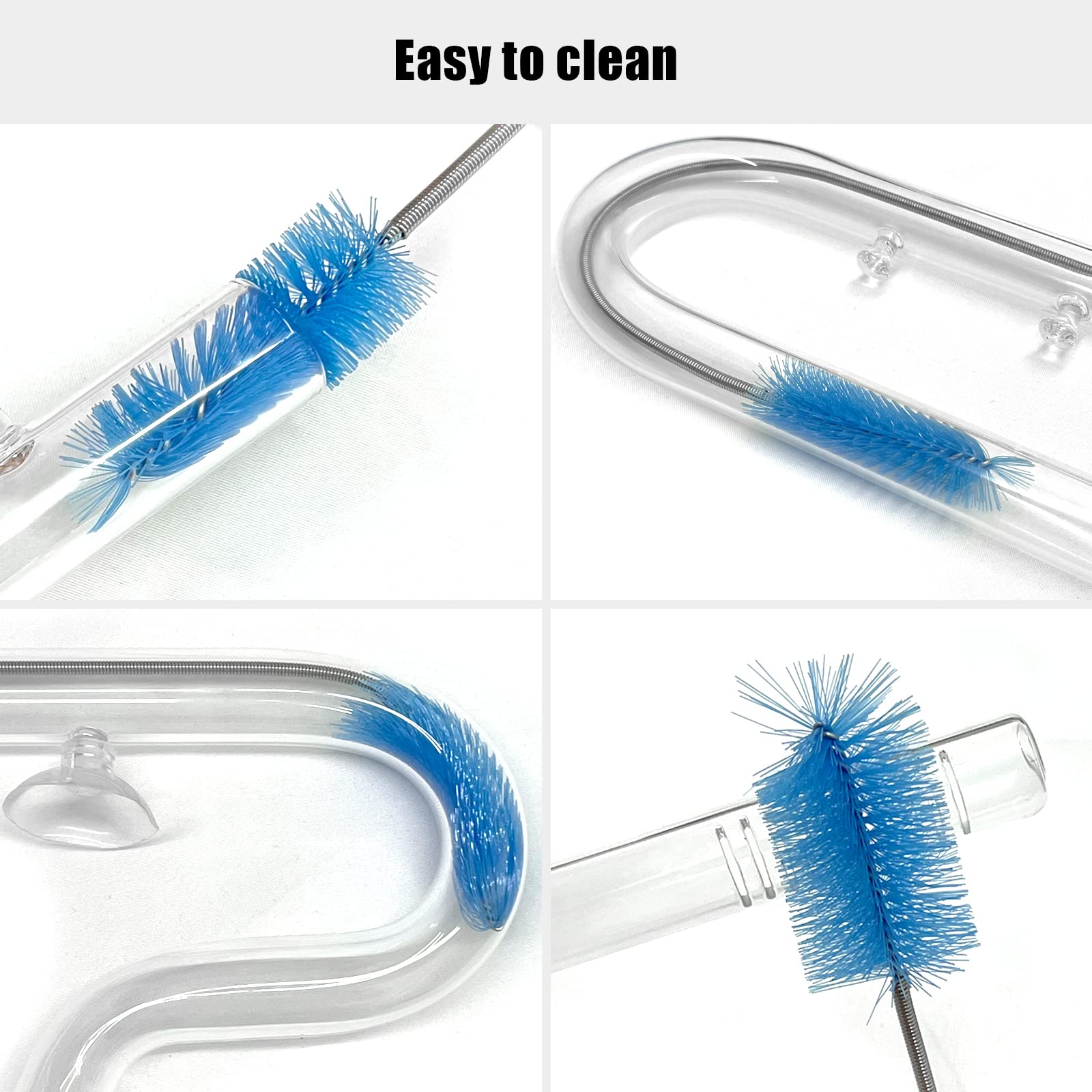 FZONE 17mm Aquarium Glass Lily Pipe Kit - Inflow & Outflow with Brush for 5/8" ID Tubing, Aqua