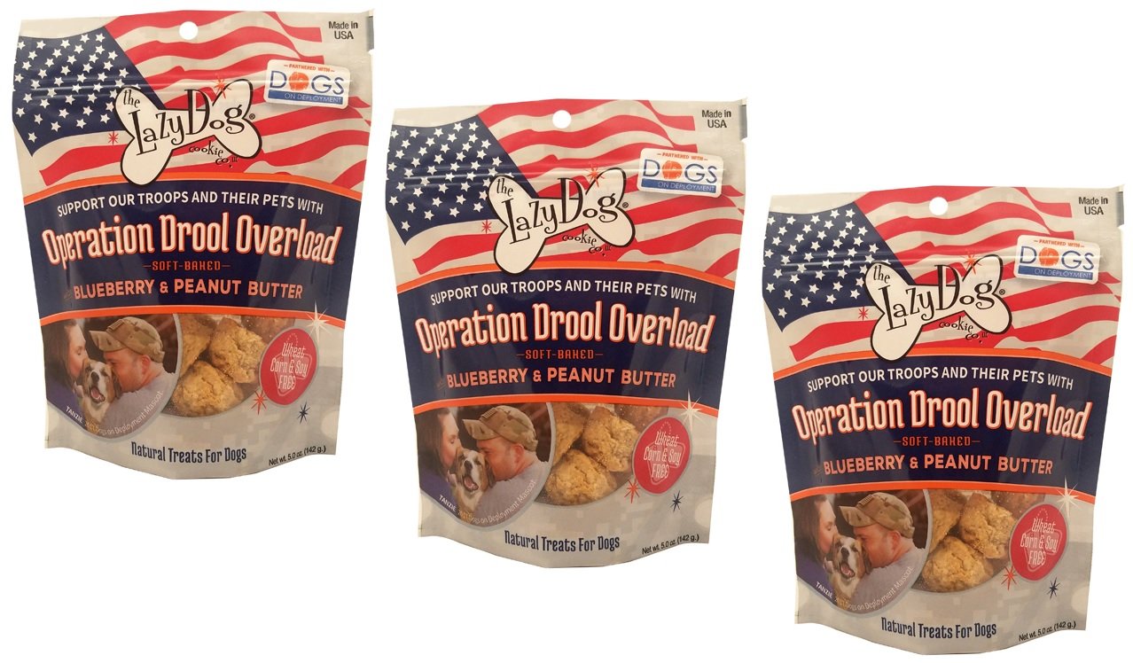 The Lazy Dog Cookie Co. & Dogs on Deployment Operation Drool Overload Blueberry & Peanut Butter Soft-Baked Dog Treats, 5 oz. (Pa