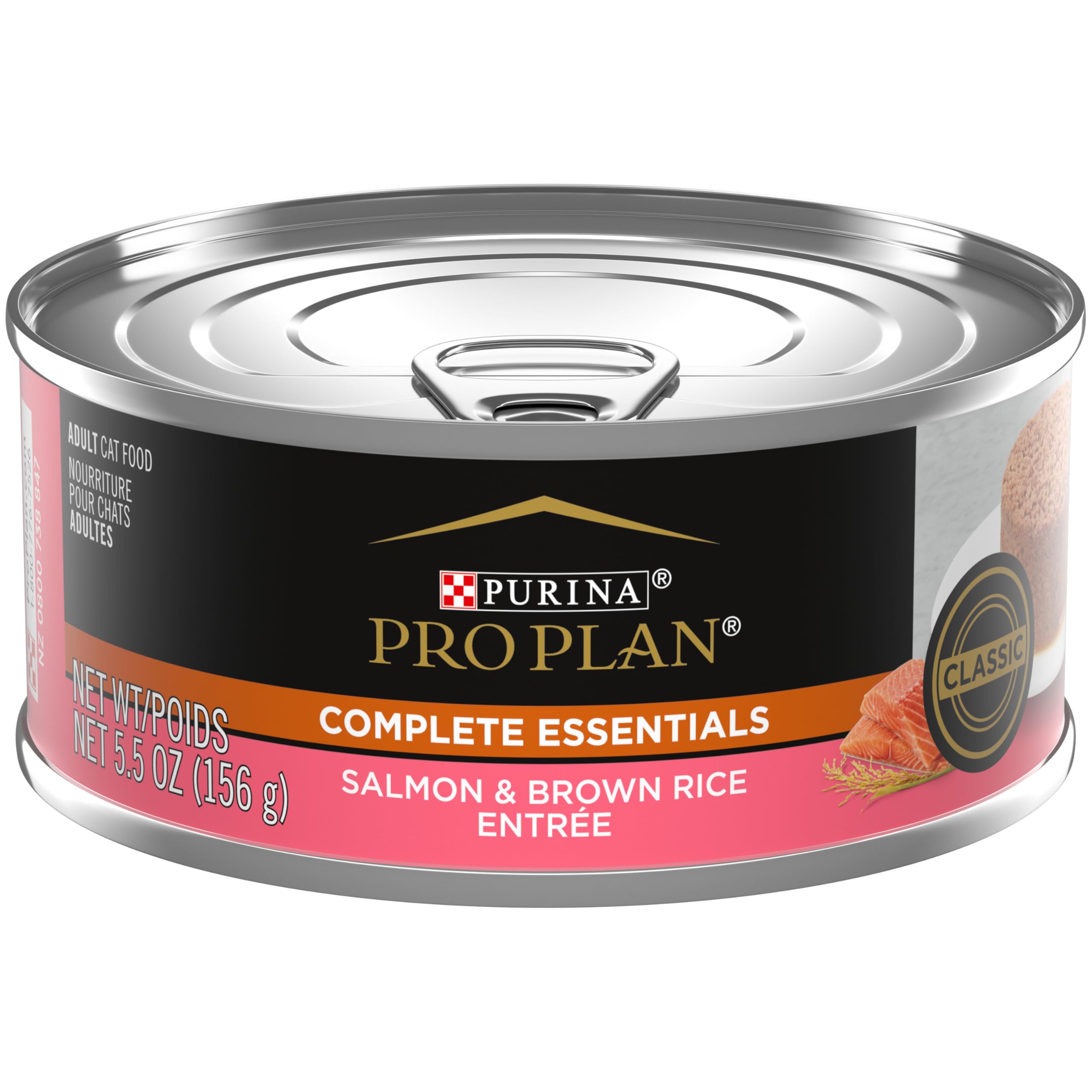 Purina Pro Plan Pate Wet Cat Food, COMPLETE ESSENTIALS Salmon & Brown Rice Entree - (Pack of 24, 5.5 Oz. Cans)