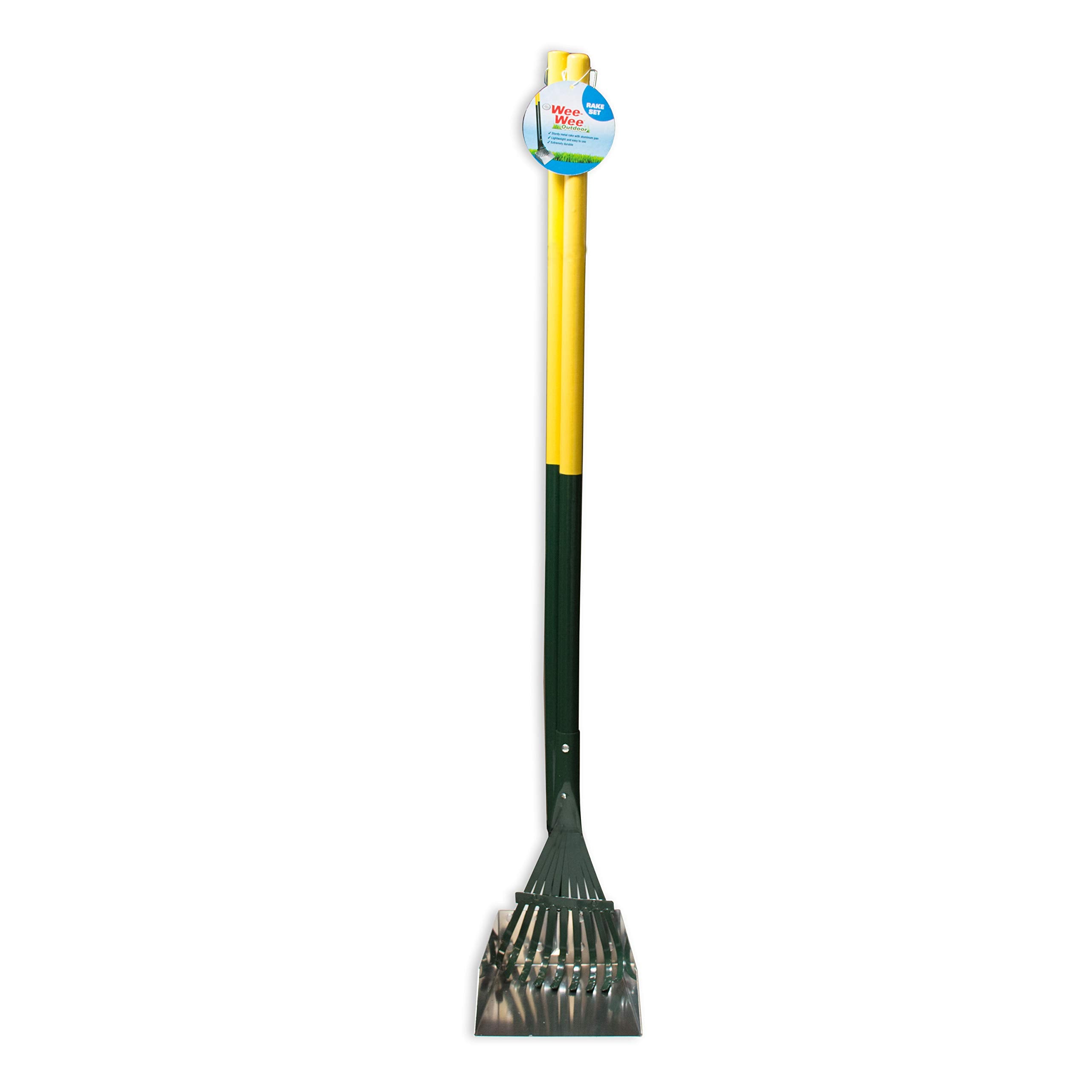 Four Paws Stainless Steel Long-Handled Dog Pooper Scooper Rake & Pan 2 Piece Set, Pet Waste Pickup Tool, 38' X 7'